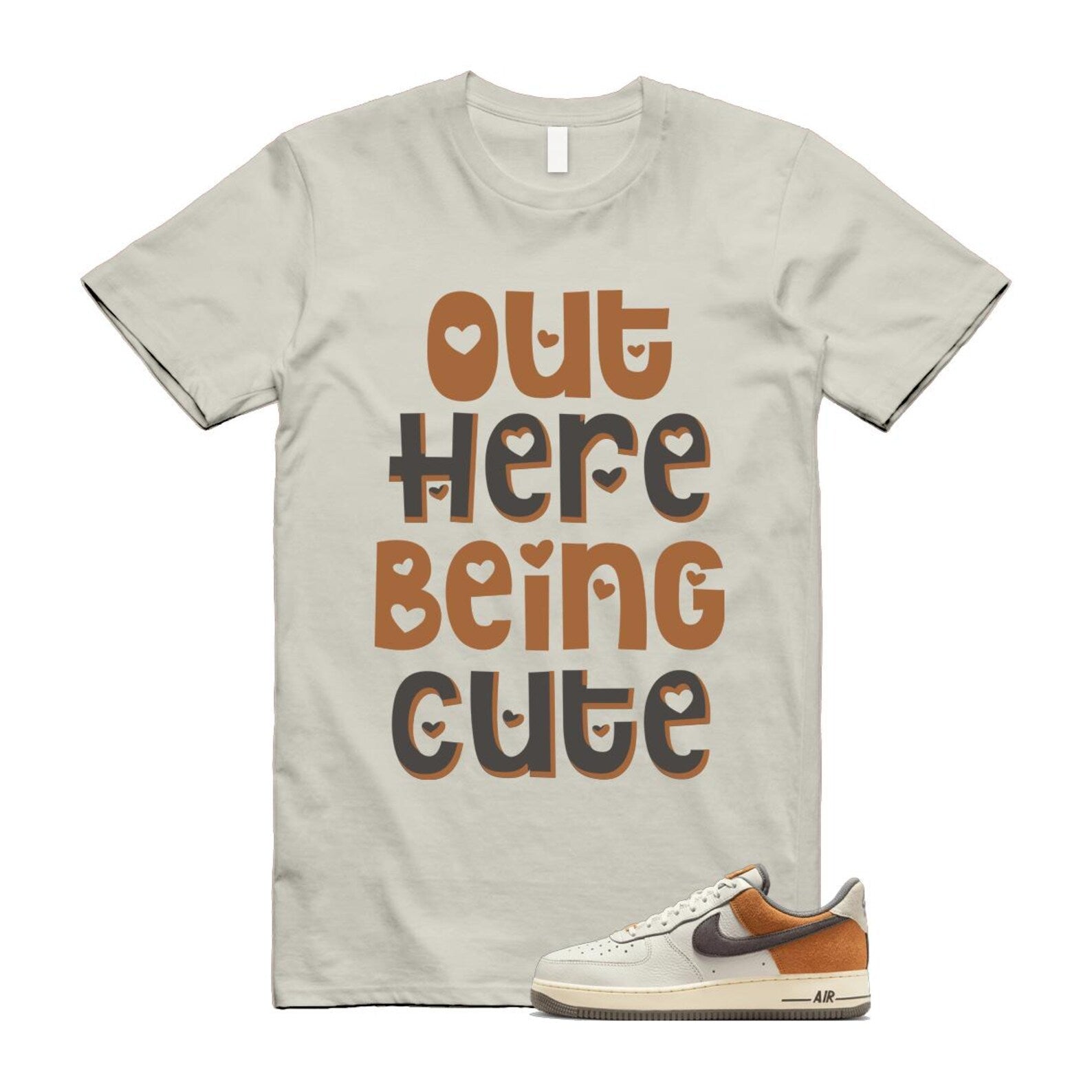 Air Force 1 Phantom Copper Moon Coconut Milk Flat Pewter T Shirt Match OHBC IB7718-030 T-Shirt, Sneaker Match Tee