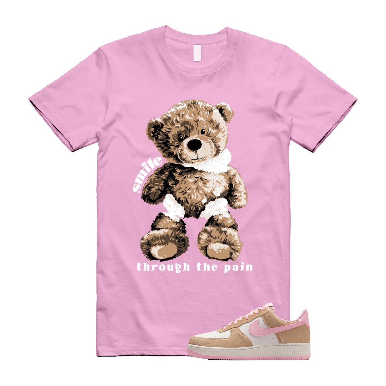 Air Force 1 Rattan Pink Hemp Phantom Medium Soft Low '07 LV8 T Shirt Match SMILE FQ8714-202 T-Shirt, Sneaker Match Tee