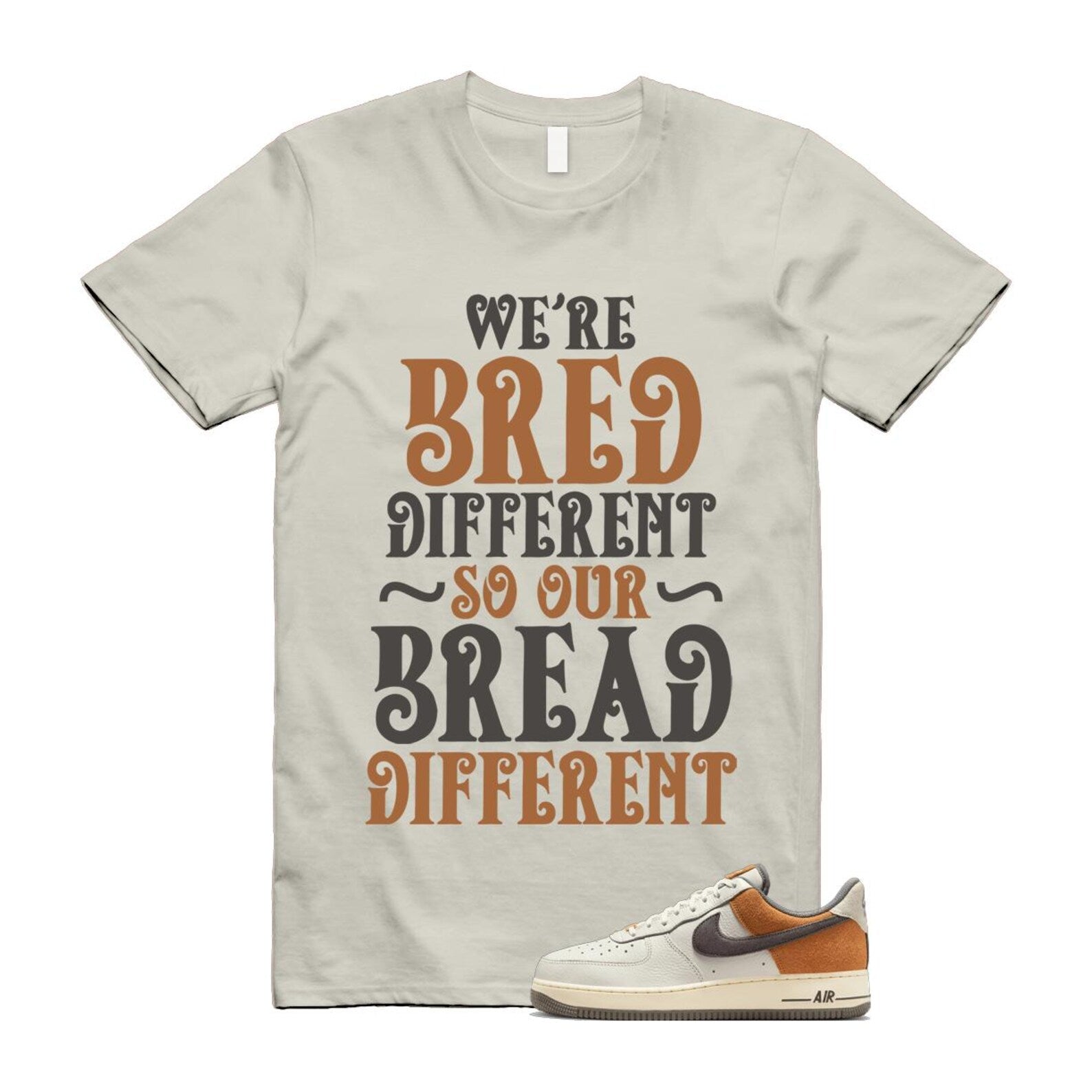 Air Force 1 Phantom Copper Moon Coconut Milk Flat Pewter T Shirt Match BREAD IB7718-030 T-Shirt, Sneaker Match Tee