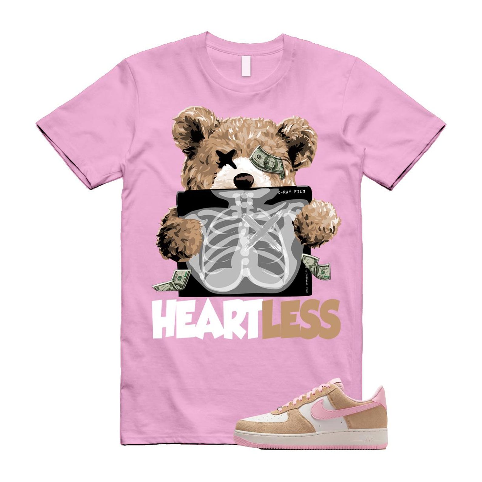 Air Force 1 Rattan Pink Hemp Phantom Medium Soft Low '07 LV8 T Shirt Match HEART FQ8714-202 T-Shirt, Sneaker Match Tee