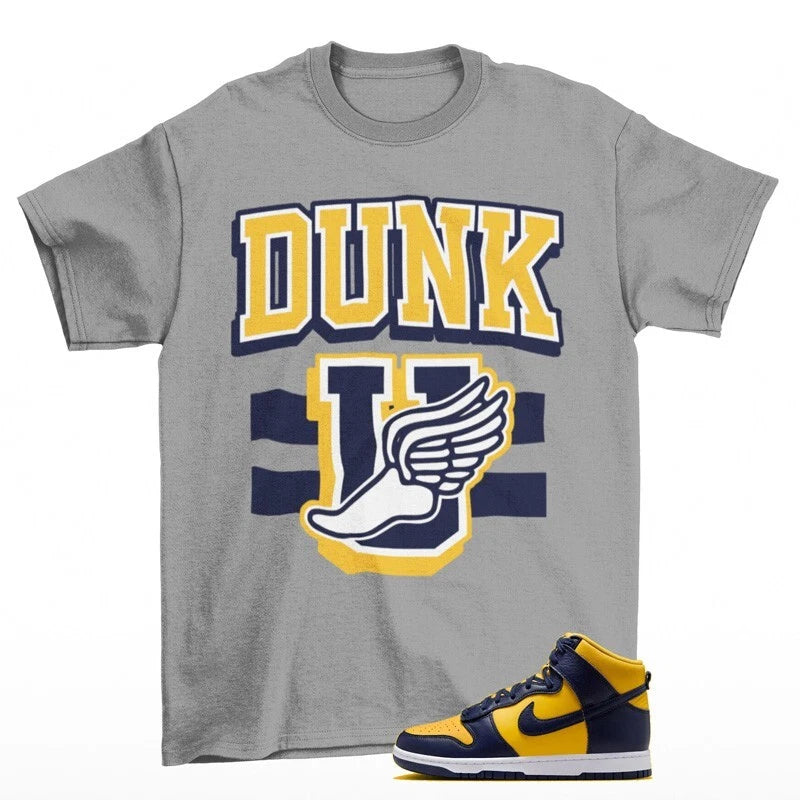 New School Sneaker Shirt Grey to Match Dunk High Michigan HF3143-700 T-Shirt, Sneaker Match Tee
