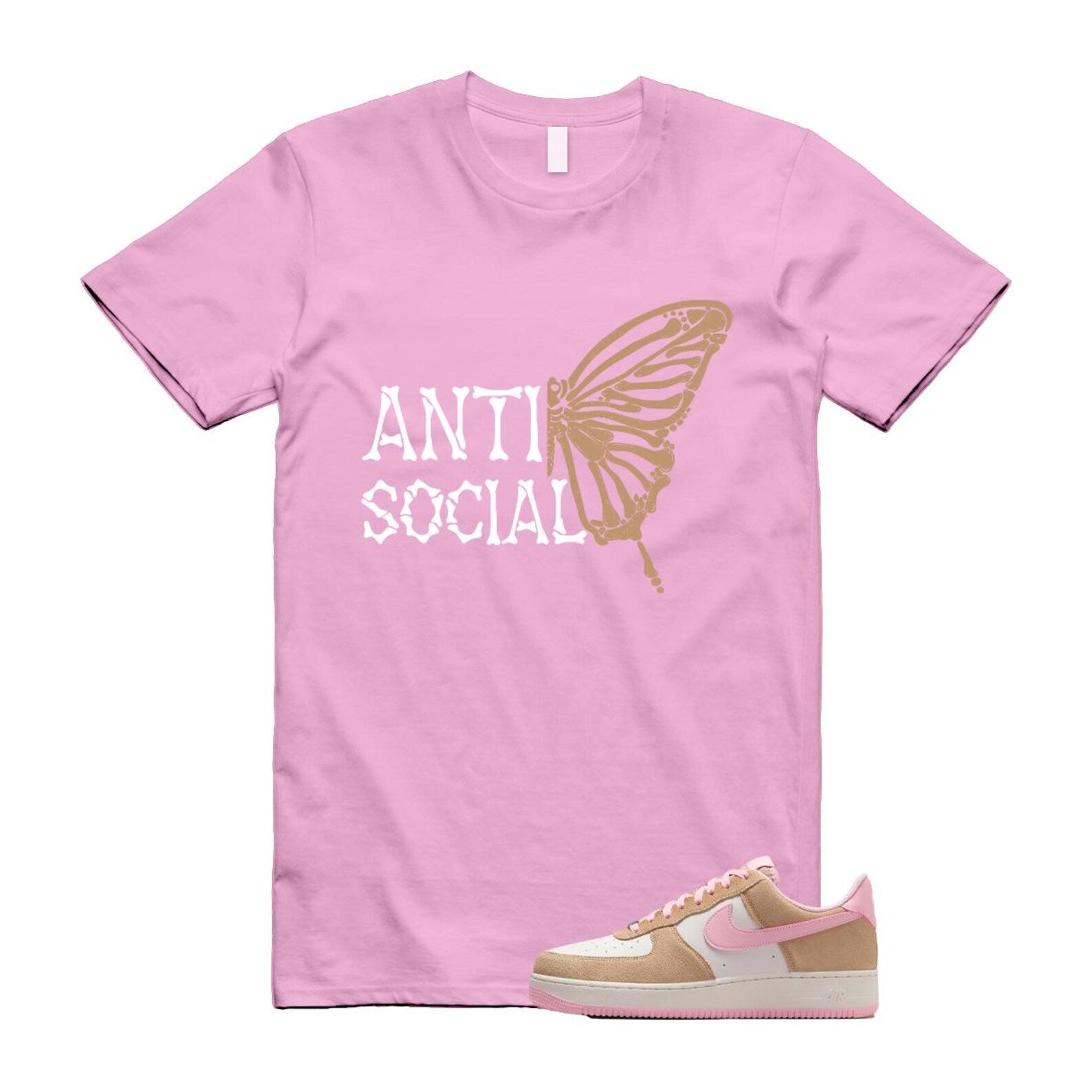 Air Force 1 Rattan Pink Hemp Phantom Medium Soft Low '07 LV8 T Shirt Match ASB FQ8714-202 T-Shirt, Sneaker Match Tee