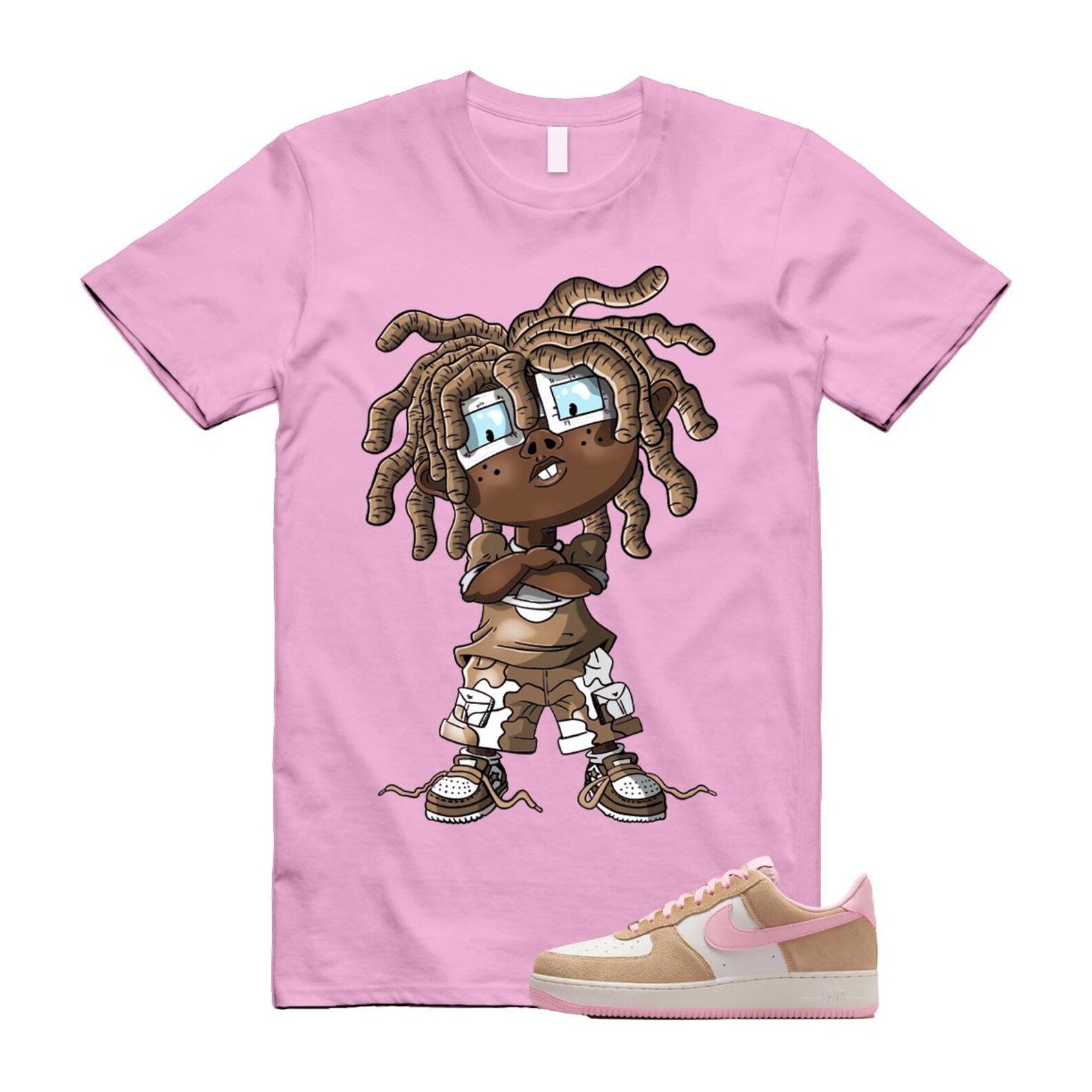 Air Force 1 Rattan Pink Hemp Phantom Medium Soft Low '07 LV8 T Shirt Match CHONGO FQ8714-202 T-Shirt, Sneaker Match Tee