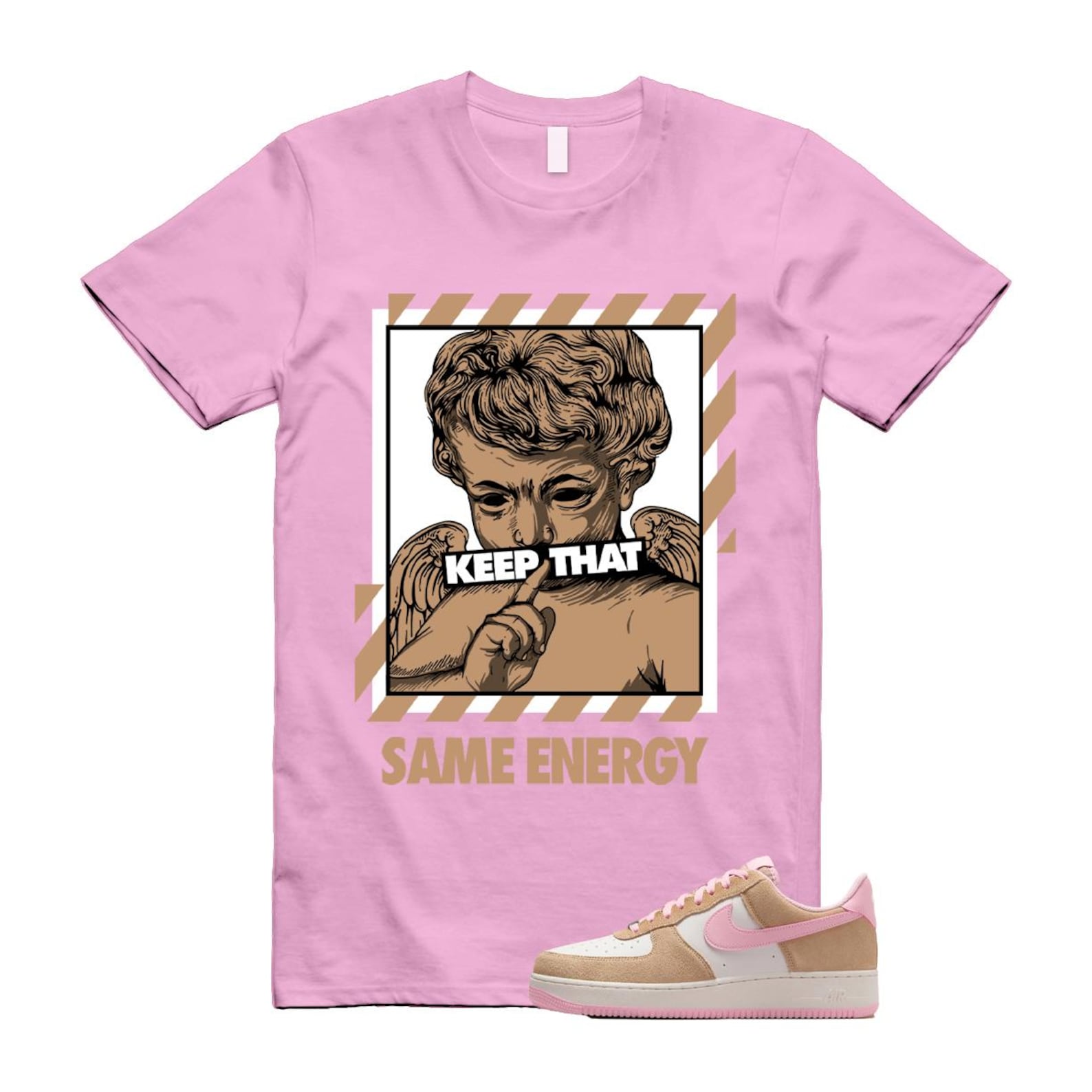 Air Force 1 Rattan Pink Hemp Phantom Medium Soft Low '07 LV8 T Shirt Match ENERGY FQ8714-202 T-Shirt, Sneaker Match Tee