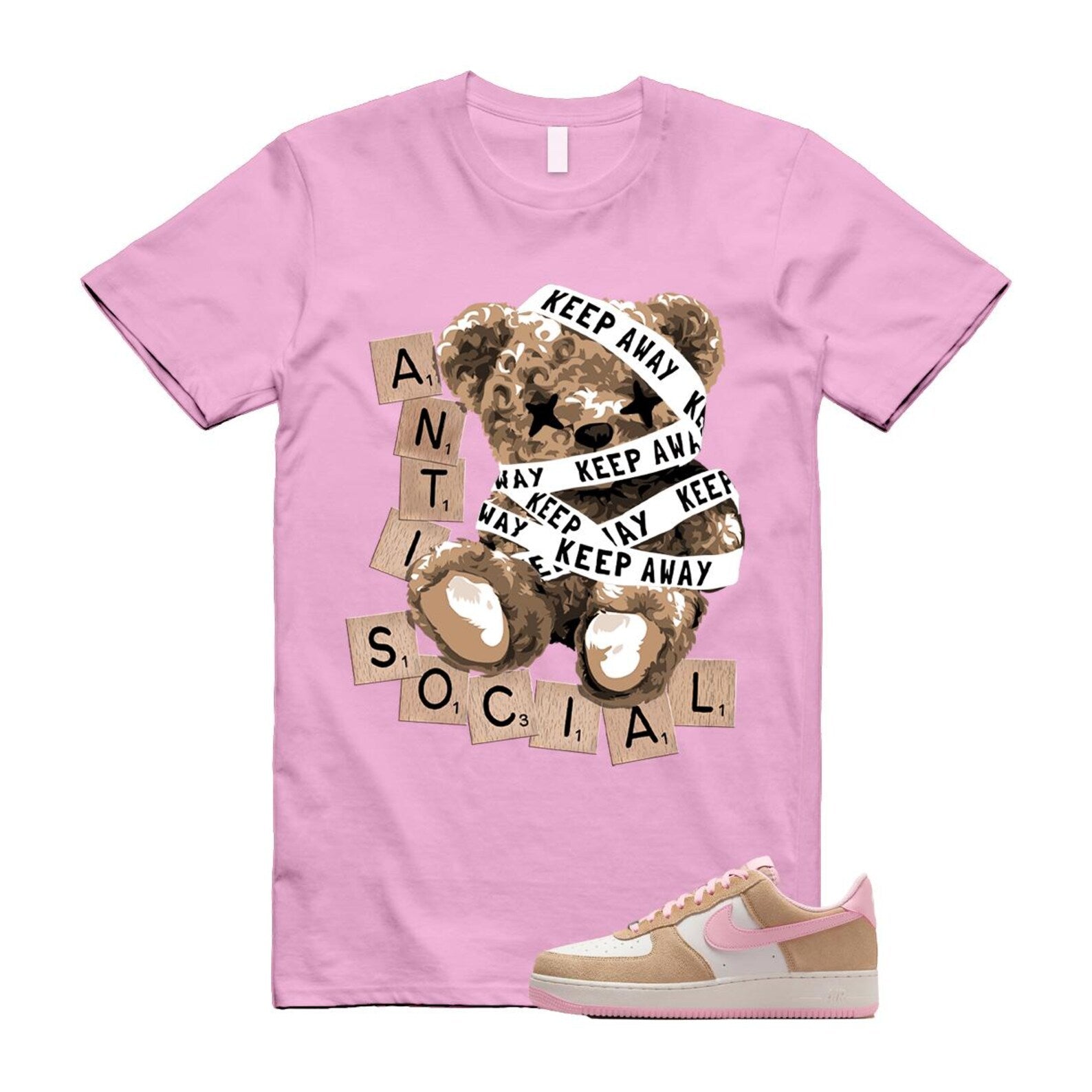 Air Force 1 Rattan Pink Hemp Phantom Medium Soft Low '07 LV8 T Shirt Match ANTI FQ8714-202 T-Shirt, Sneaker Match Tee