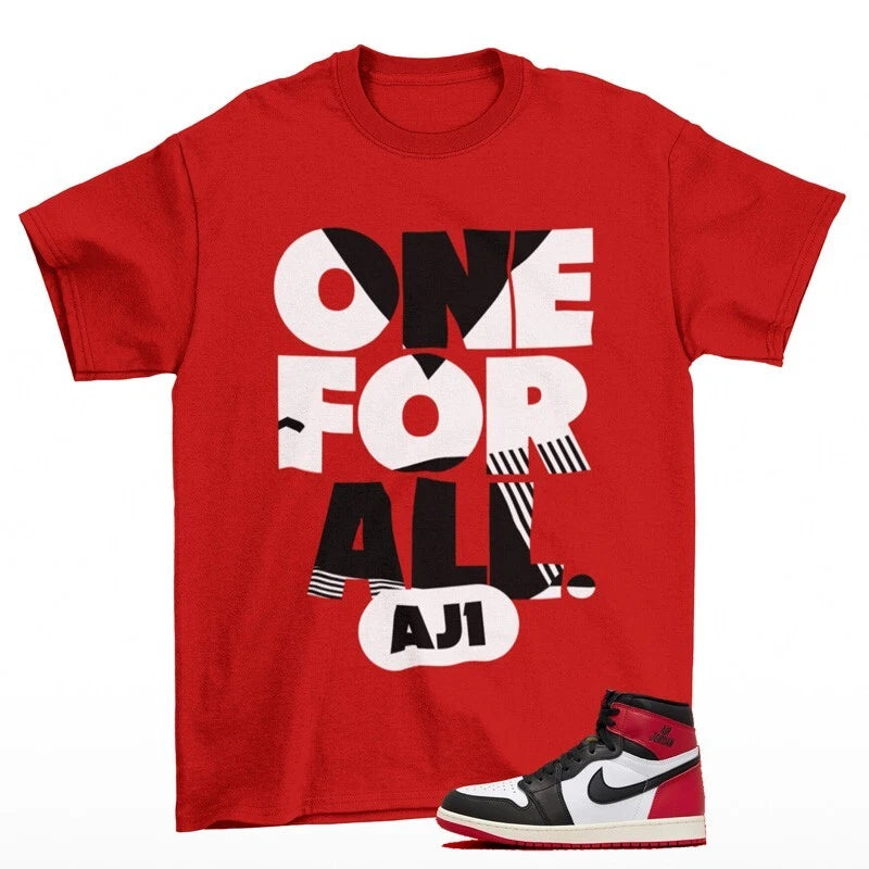 One For All Shirt Red to Match Jordan 1 Black Toe Reimagined DZ5485-106 T-Shirt, Sneaker Match Tee