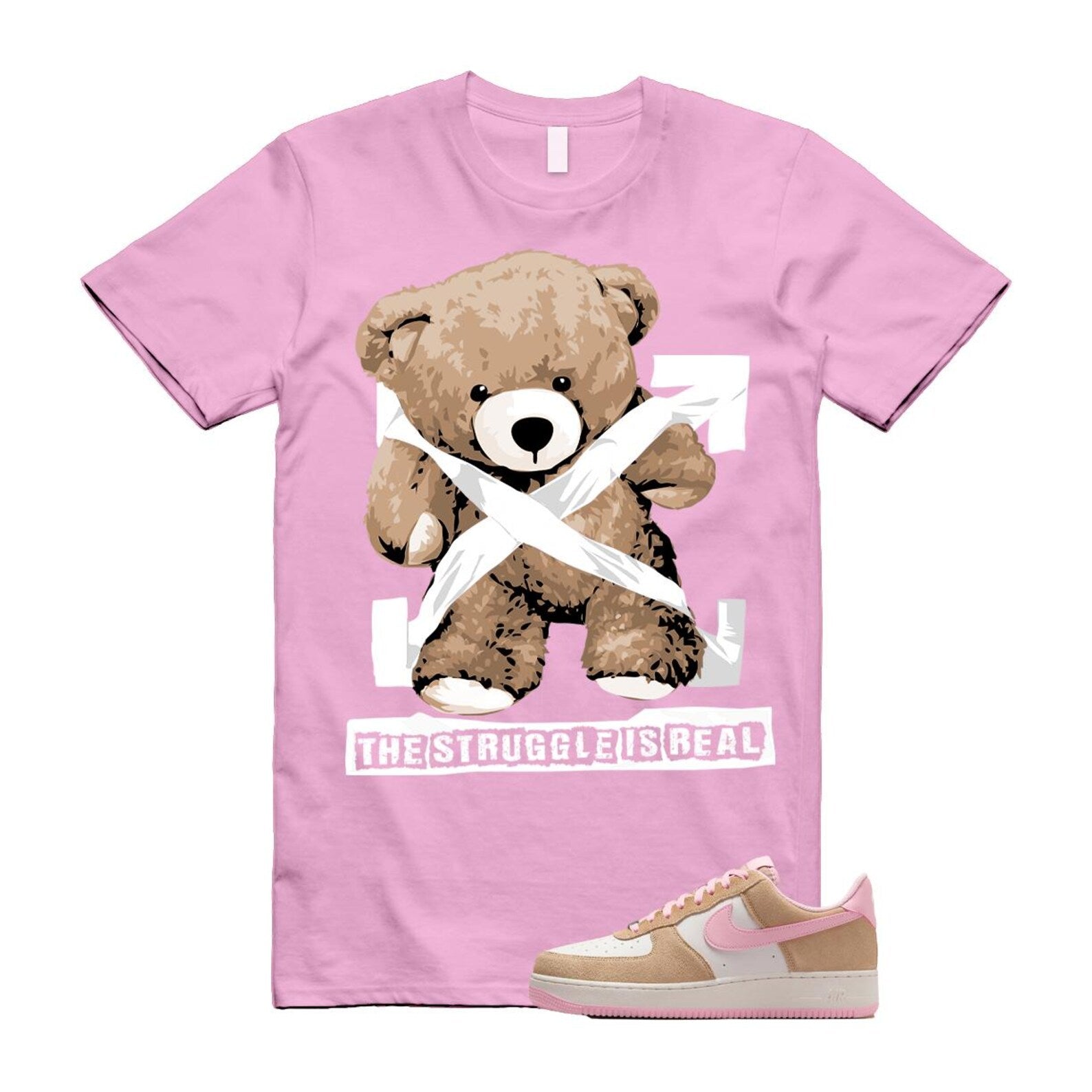 Air Force 1 Rattan Pink Hemp Phantom Medium Soft Low '07 LV8 T Shirt Match STRUG FQ8714-202 T-Shirt, Sneaker Match Tee