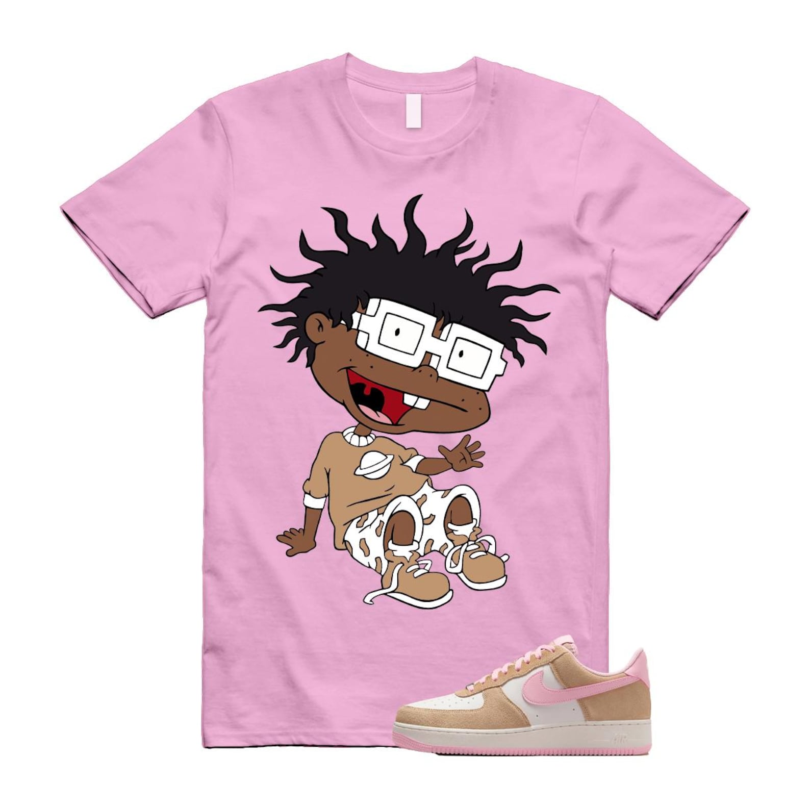 Air Force 1 Rattan Pink Hemp Phantom Medium Soft Low '07 LV8 T Shirt Match FINSTER FQ8714-202 T-Shirt, Sneaker Match Tee