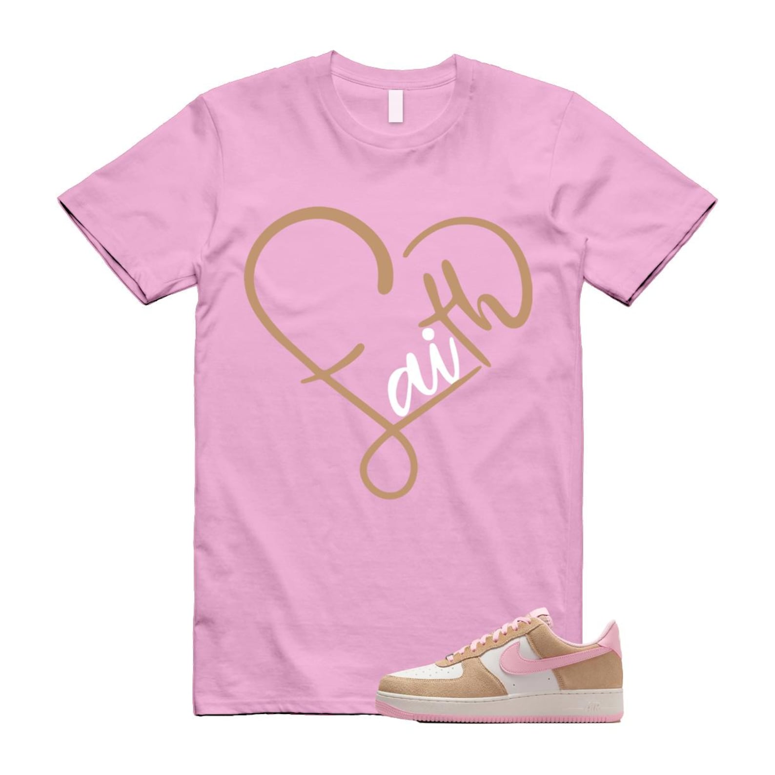 Air Force 1 Rattan Pink Hemp Phantom Medium Soft Low '07 LV8 T Shirt Match FAITH FQ8714-202 T-Shirt, Sneaker Match Tee