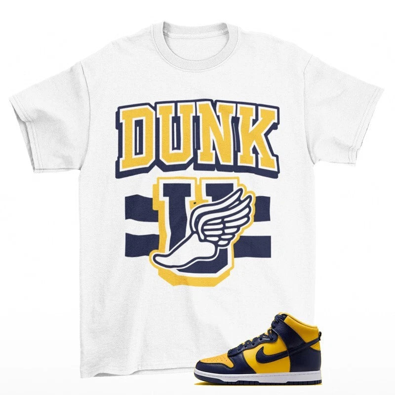 New School Sneaker Shirt White to Match Dunk High Michigan HF3143-700 T-Shirt, Sneaker Match Tee
