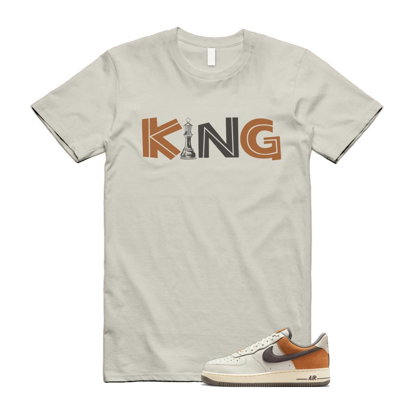 Air Force 1 Phantom Copper Moon Coconut Milk Flat Pewter T Shirt Match KING IB7718-030 T-Shirt, Sneaker Match Tee