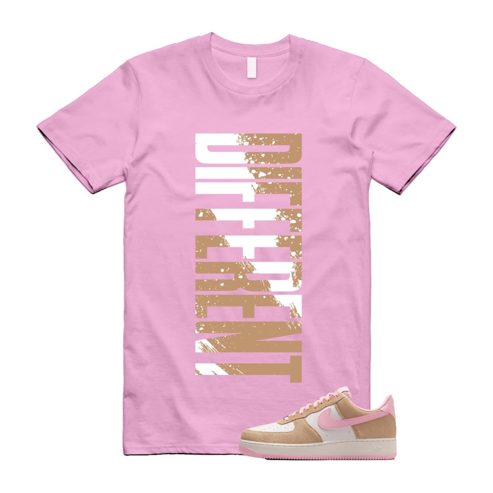 Air Force 1 Rattan Pink Hemp Phantom Medium Soft Low '07 LV8 T Shirt Match DFRNT FQ8714-202 T-Shirt, Sneaker Match Tee