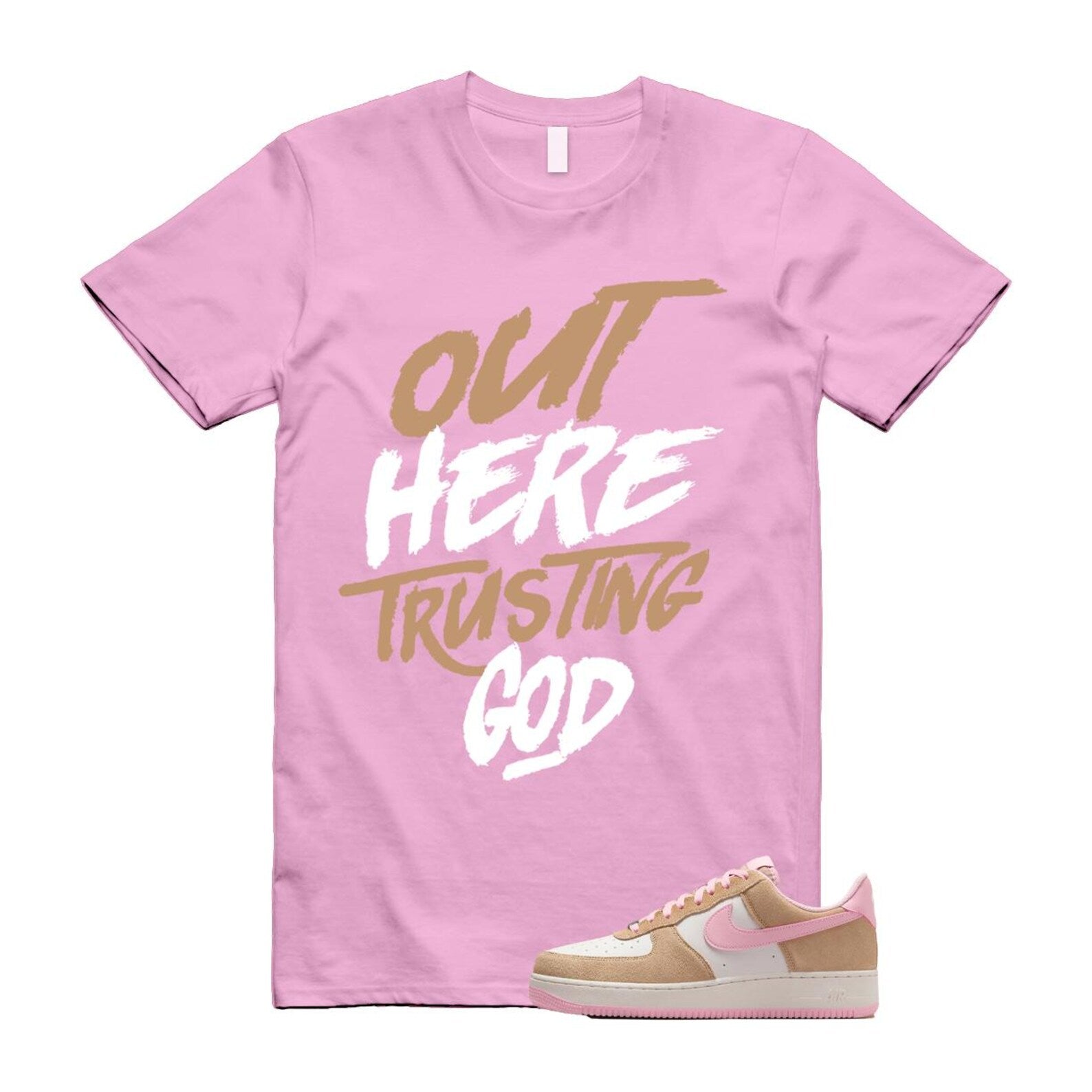 Air Force 1 Rattan Pink Hemp Phantom Medium Soft Low '07 LV8 T Shirt Match TG FQ8714-202 T-Shirt, Sneaker Match Tee