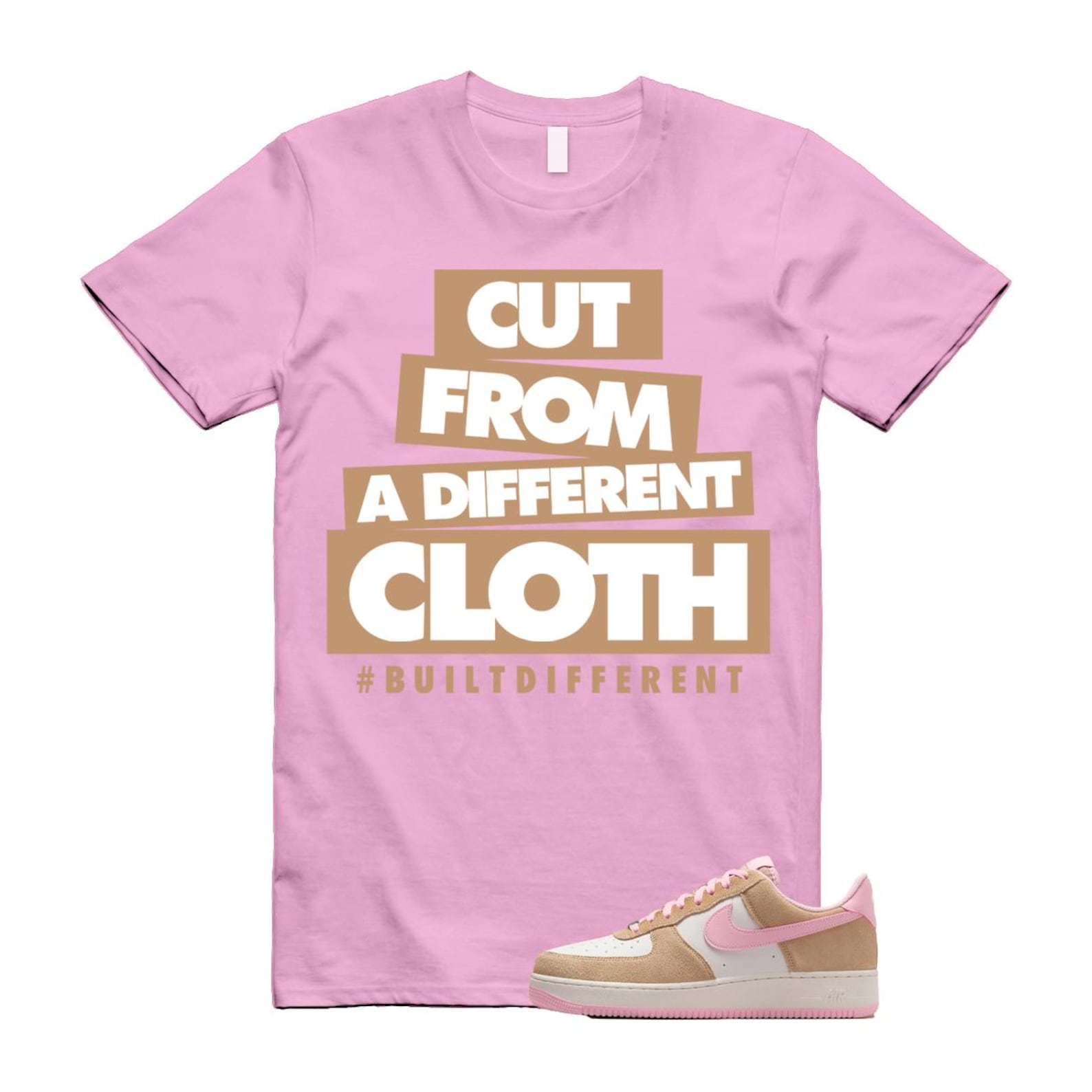 Air Force 1 Rattan Pink Hemp Phantom Medium Soft Low '07 LV8 T Shirt Match CLOTH FQ8714-202 T-Shirt, Sneaker Match Tee