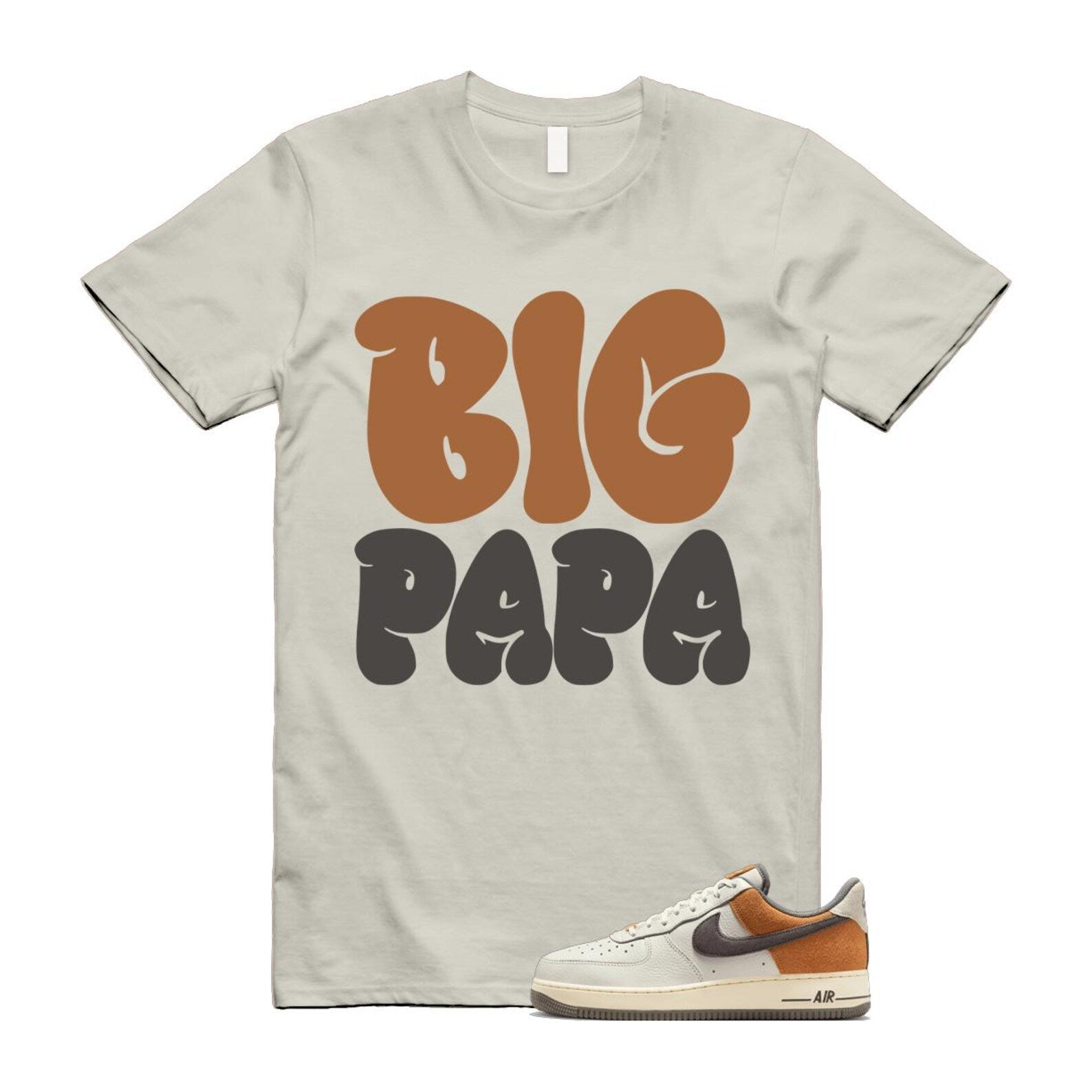 Air Force 1 Phantom Copper Moon Coconut Milk Flat Pewter T Shirt Match PAPA IB7718-030 T-Shirt, Sneaker Match Tee