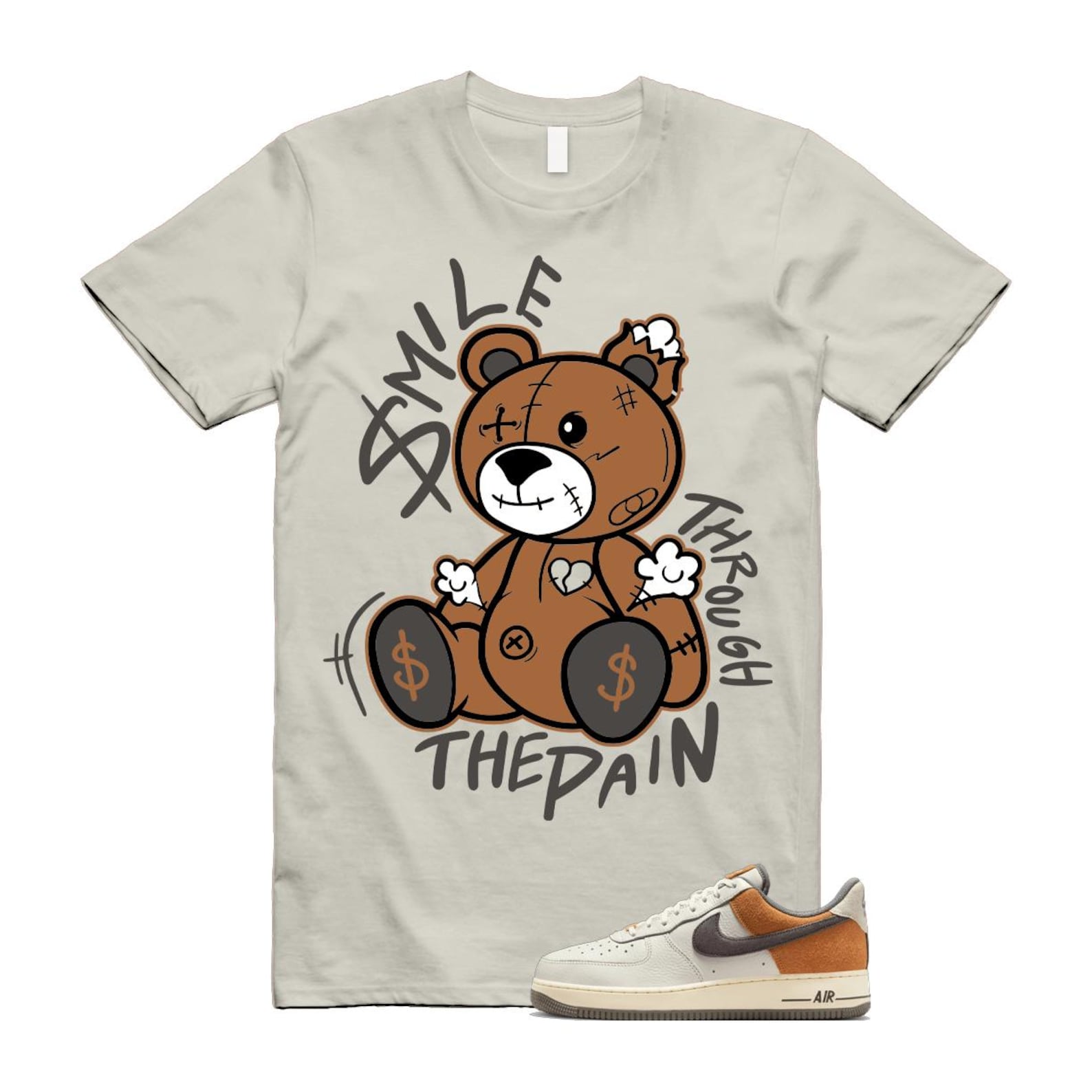 Air Force 1 Phantom Copper Moon Coconut Milk Flat Pewter T Shirt Match SM2 IB7718-030 T-Shirt, Sneaker Match Tee