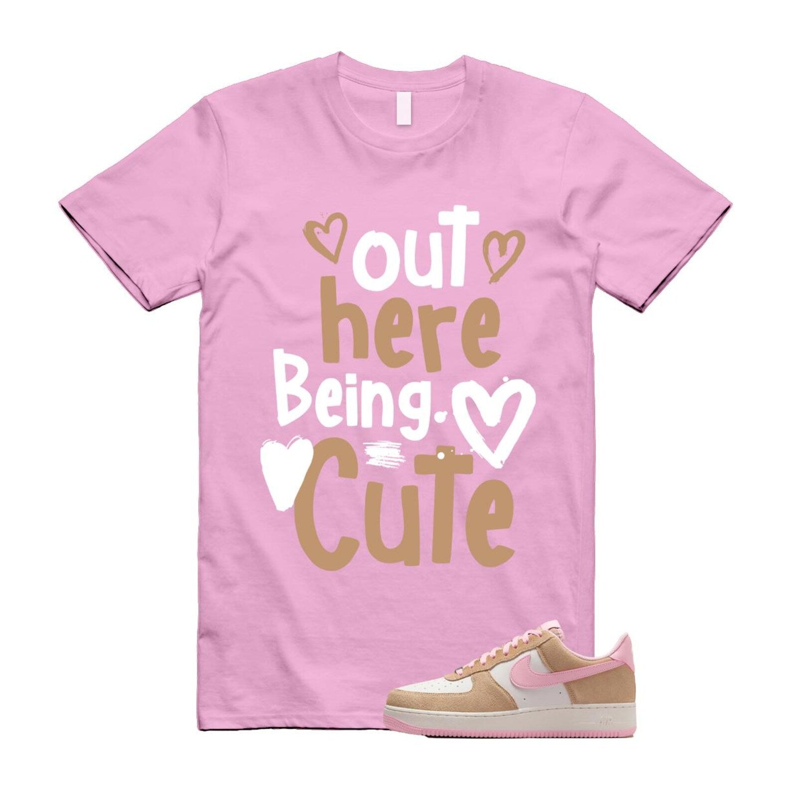 Air Force 1 Rattan Pink Hemp Phantom Medium Soft Low '07 LV8 T Shirt Match C2 FQ8714-202 T-Shirt, Sneaker Match Tee