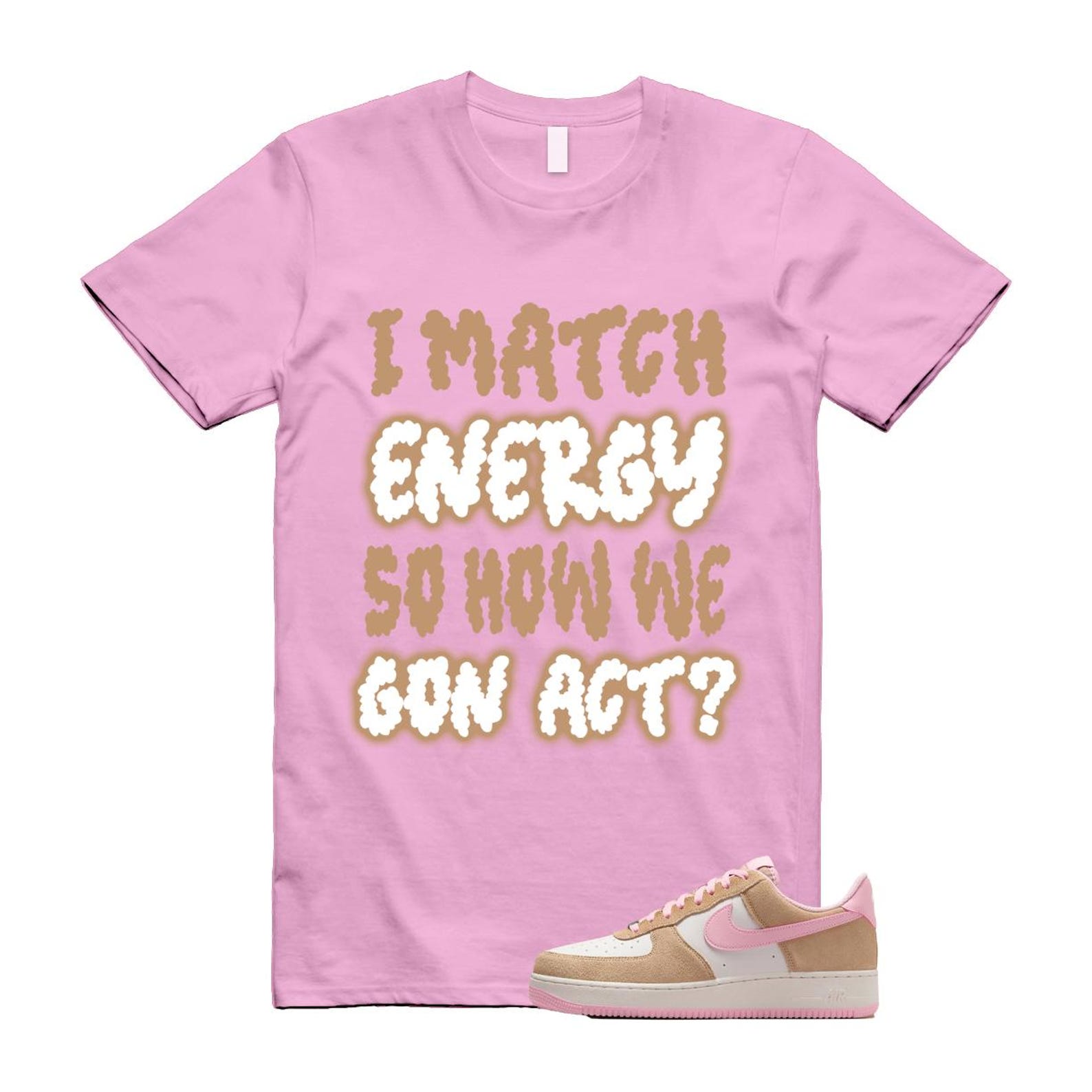 Air Force 1 Rattan Pink Hemp Phantom Medium Soft Low '07 LV8 T Shirt Match MATCH FQ8714-202 T-Shirt, Sneaker Match Tee