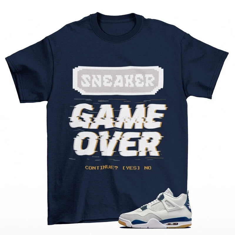 Game Over Sneaker Shirt to Match Jordan 4 Retro SB Navy DR5415-100 T-Shirt, Sneaker Match Tee