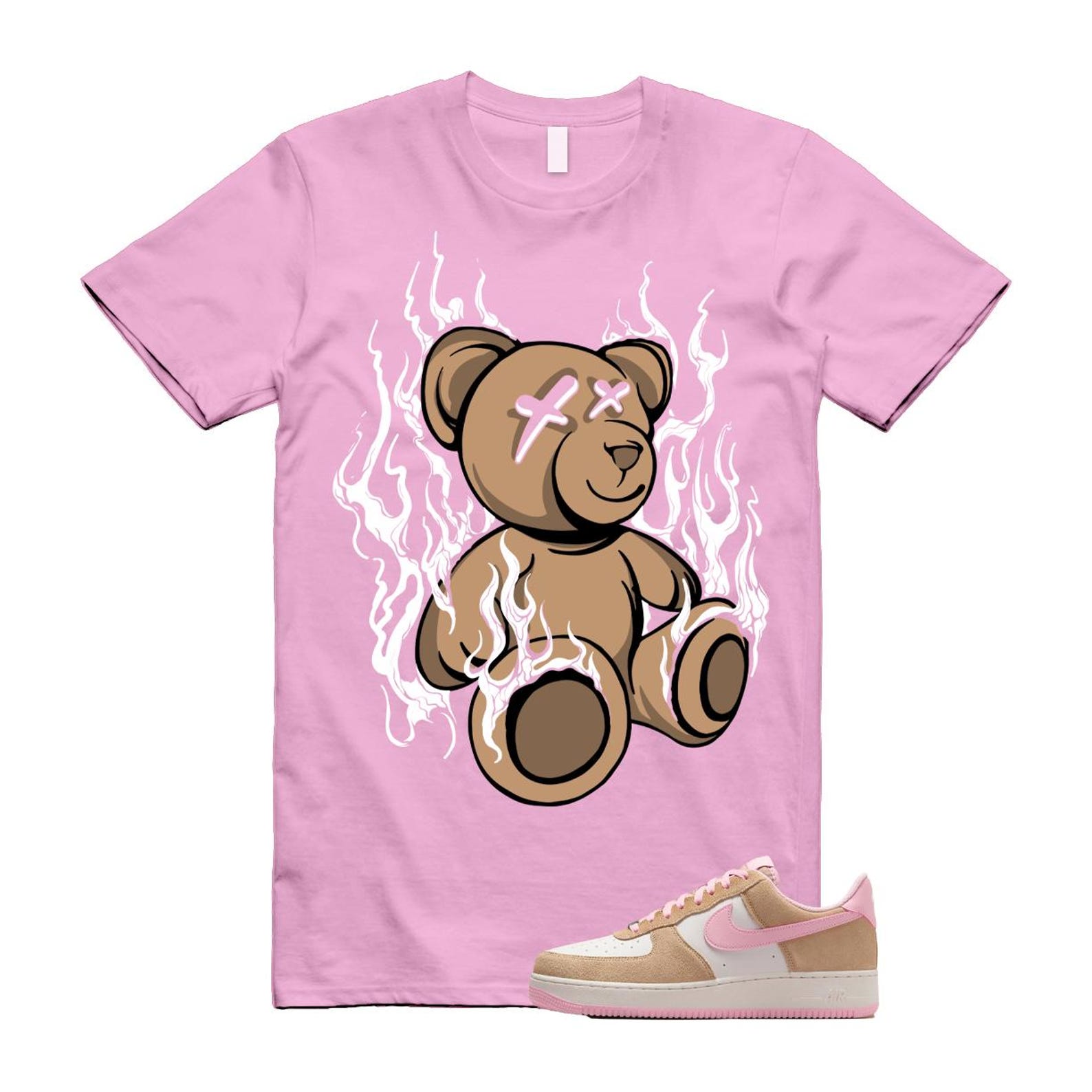 Air Force 1 Rattan Pink Hemp Phantom Medium Soft Low '07 LV8 T Shirt Match LIT FQ8714-202 T-Shirt, Sneaker Match Tee