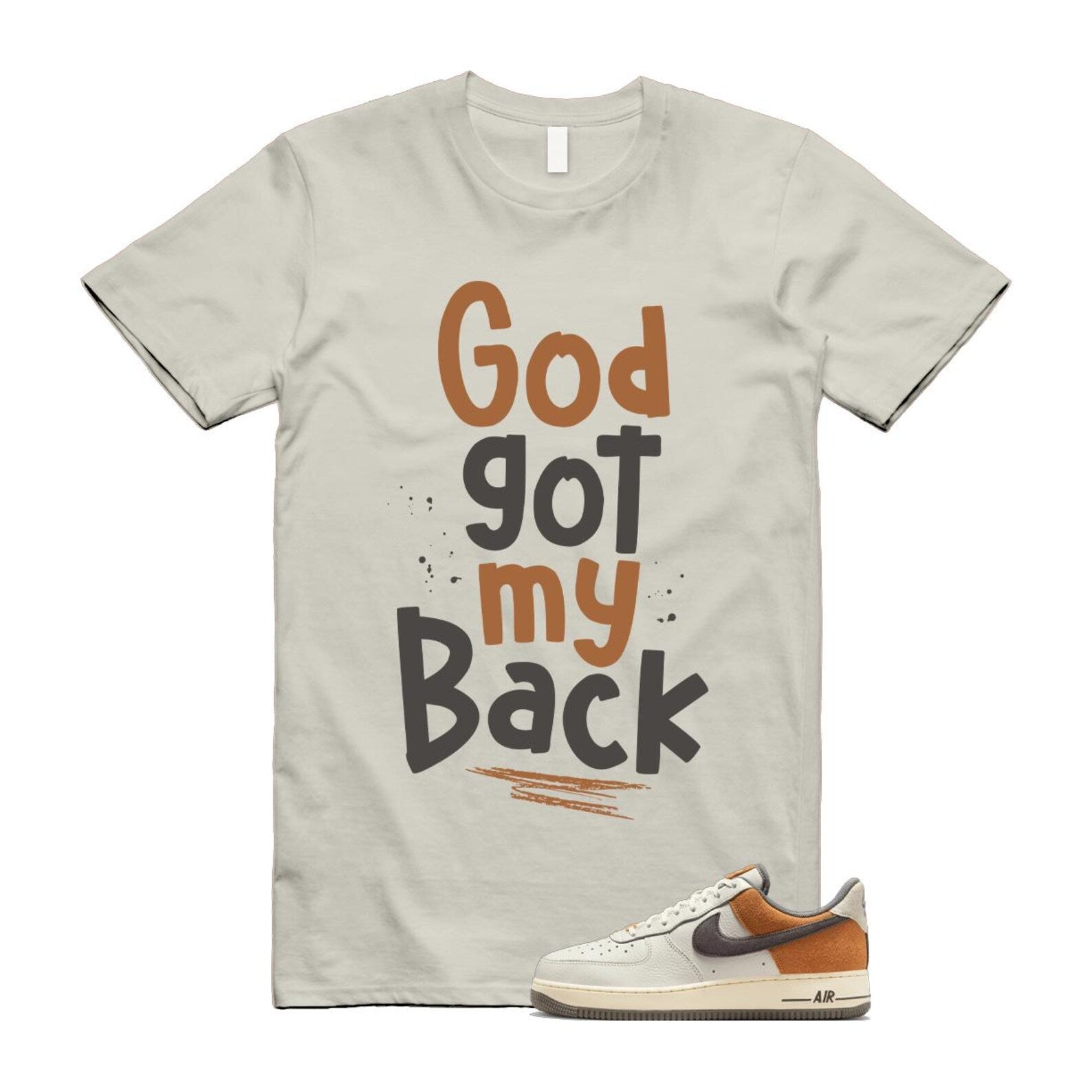 Air Force 1 Phantom Copper Moon Coconut Milk Flat Pewter T Shirt Match GOD IB7718-030 T-Shirt, Sneaker Match Tee