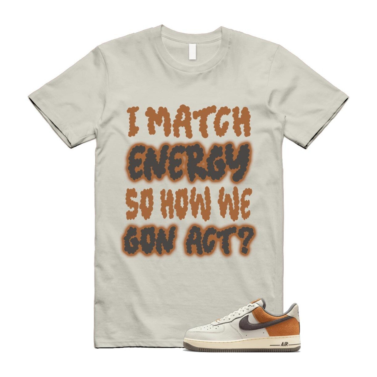 Air Force 1 Phantom Copper Moon Coconut Milk Flat Pewter T Shirt Match MATCH IB7718-030 T-Shirt, Sneaker Match Tee