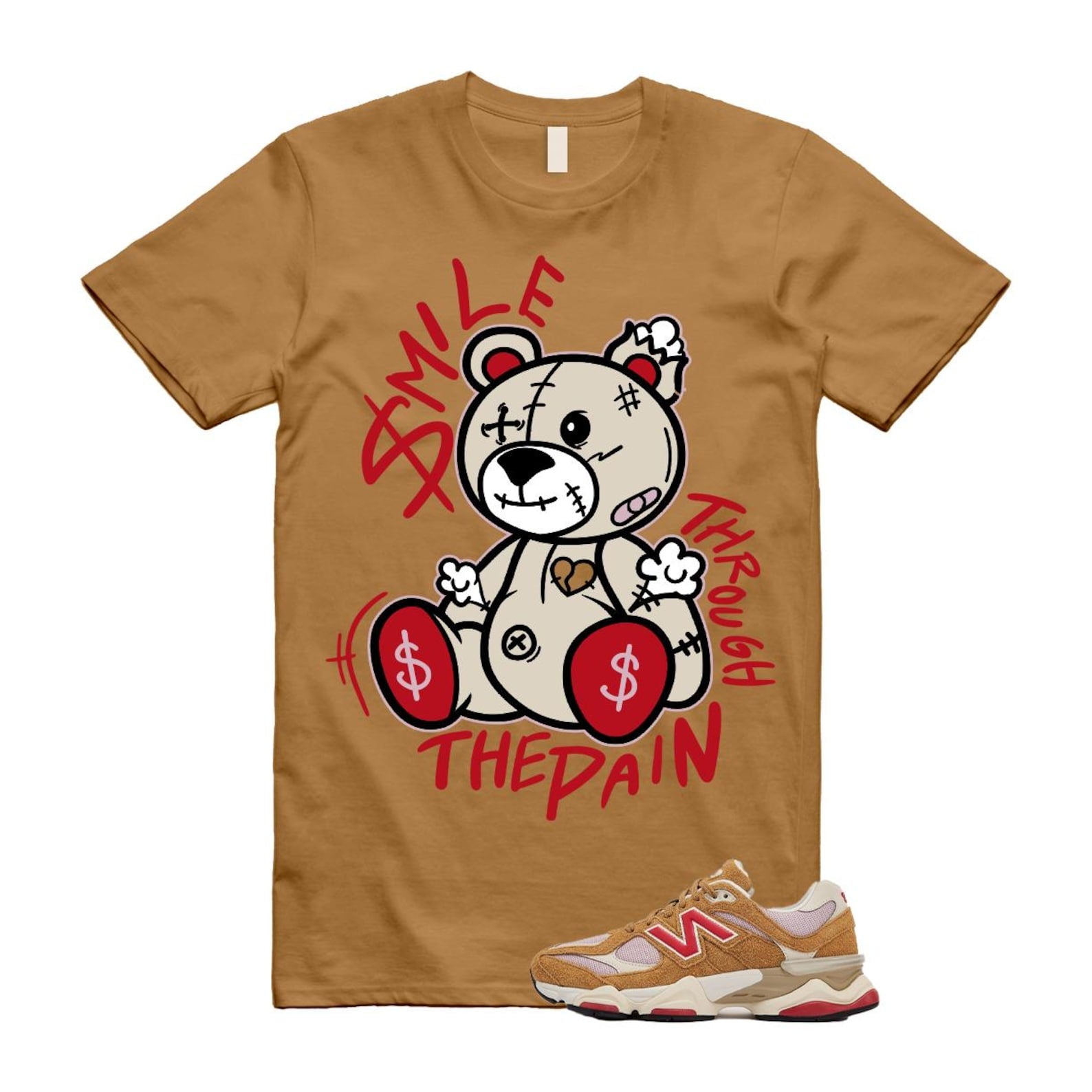 9060 Great Plains True Red Twilight Haze Wheat T Shirt Match SM2 U9060GEA T-Shirt, Sneaker Match Tee
