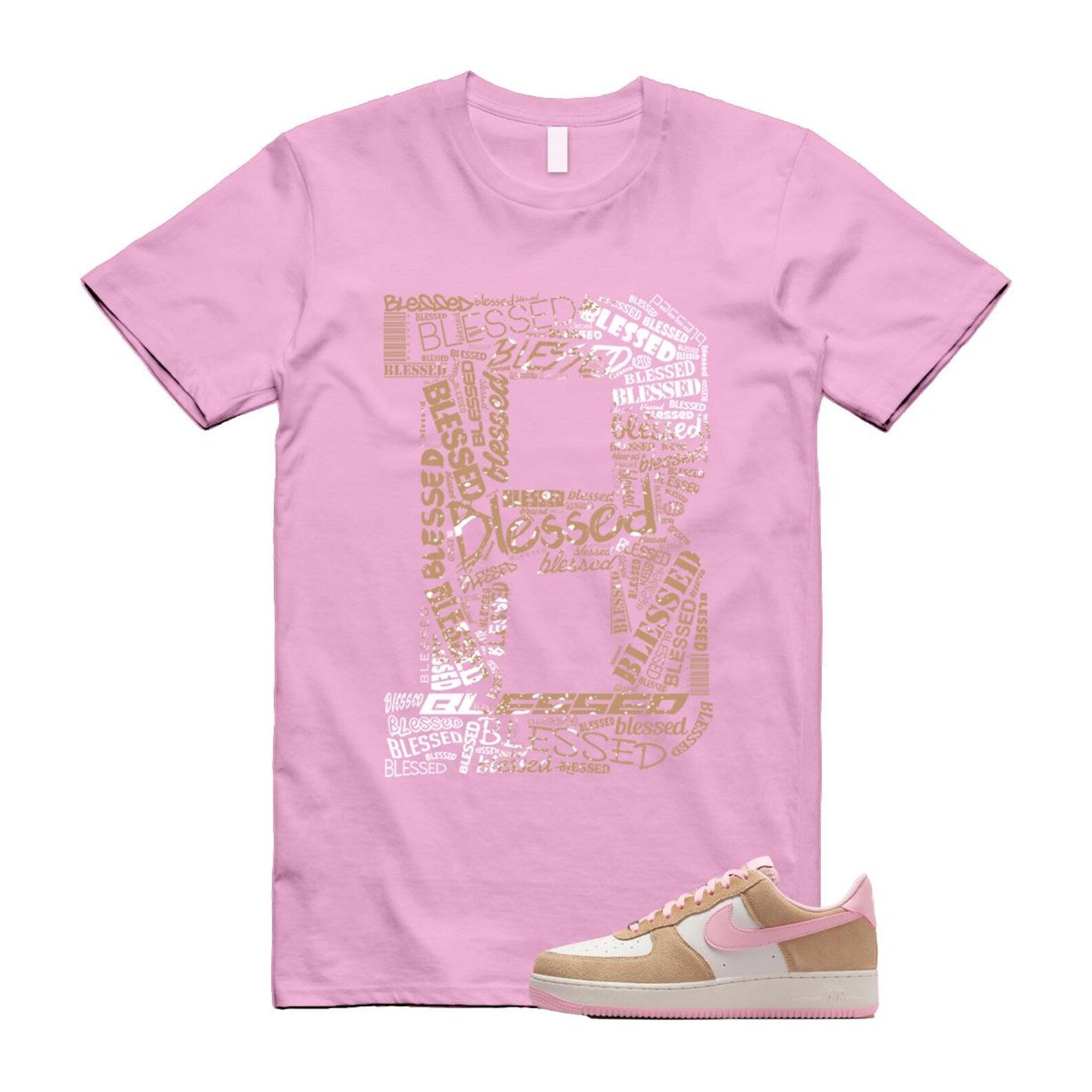 Air Force 1 Rattan Pink Hemp Phantom Medium Soft Low '07 LV8 T Shirt Match B Bls FQ8714-202 T-Shirt, Sneaker Match Tee