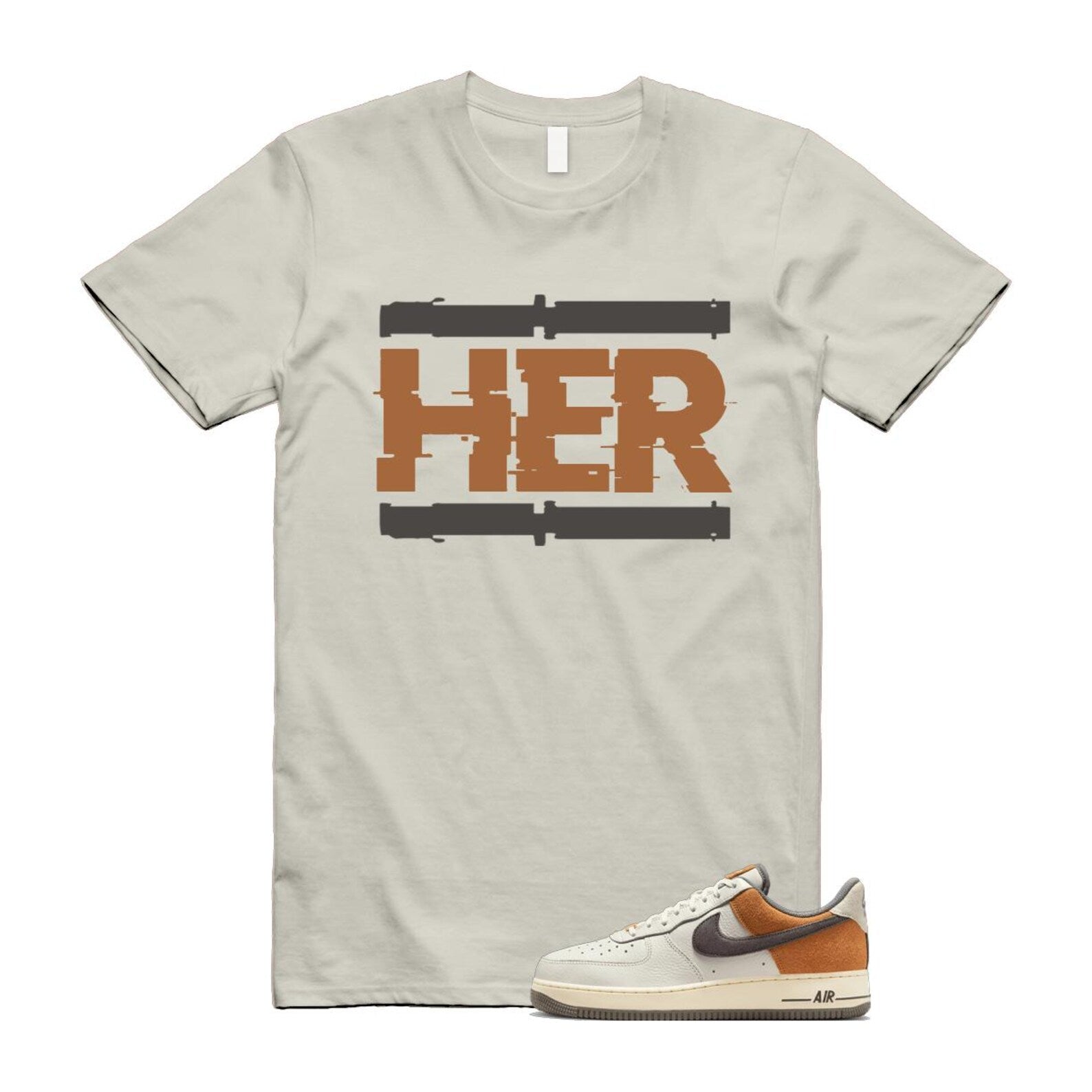 Air Force 1 Phantom Copper Moon Coconut Milk Flat Pewter T Shirt Match HER IB7718-030 T-Shirt, Sneaker Match Tee