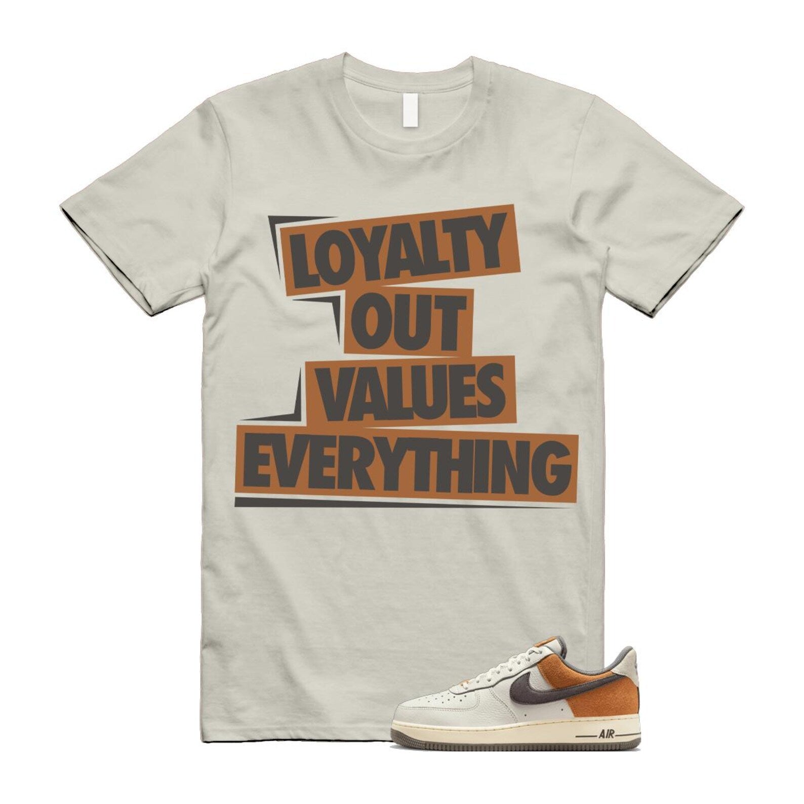 Air Force 1 Phantom Copper Moon Coconut Milk Flat Pewter T Shirt Match LOVE IB7718-030 T-Shirt, Sneaker Match Tee