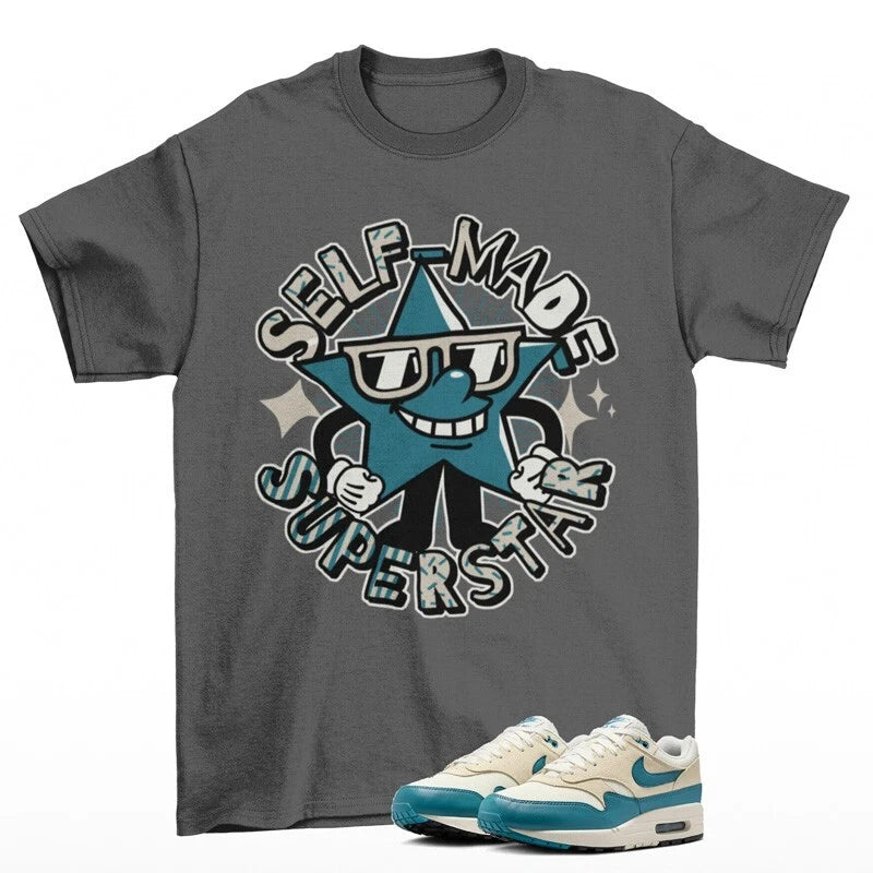 Superstar Sneaker Shirt Grey to Match Air Max 1 Smokey Blue FZ5808-011 T-Shirt, Sneaker Match Tee