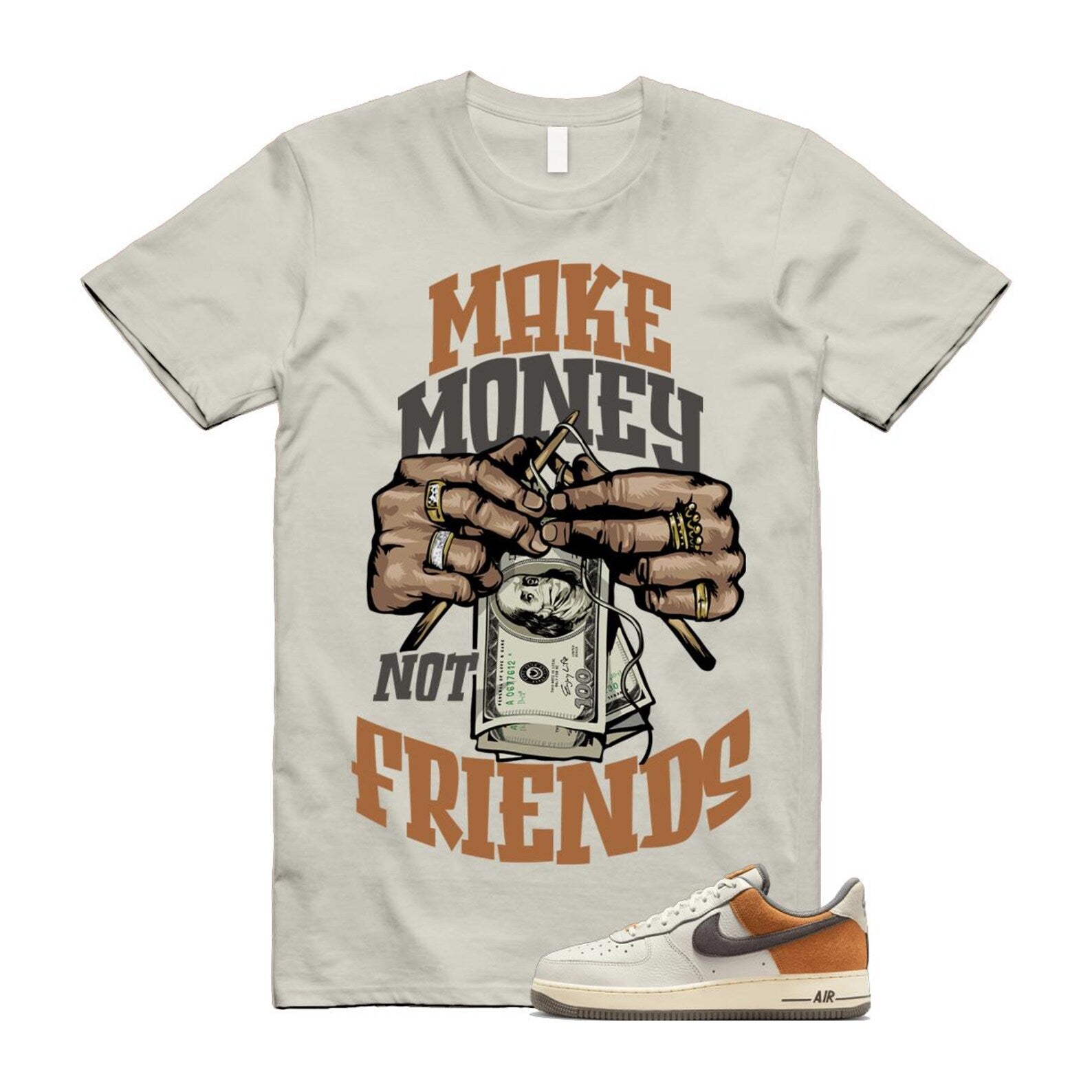 Air Force 1 Phantom Copper Moon Coconut Milk Flat Pewter T Shirt Match MM IB7718-030 T-Shirt, Sneaker Match Tee