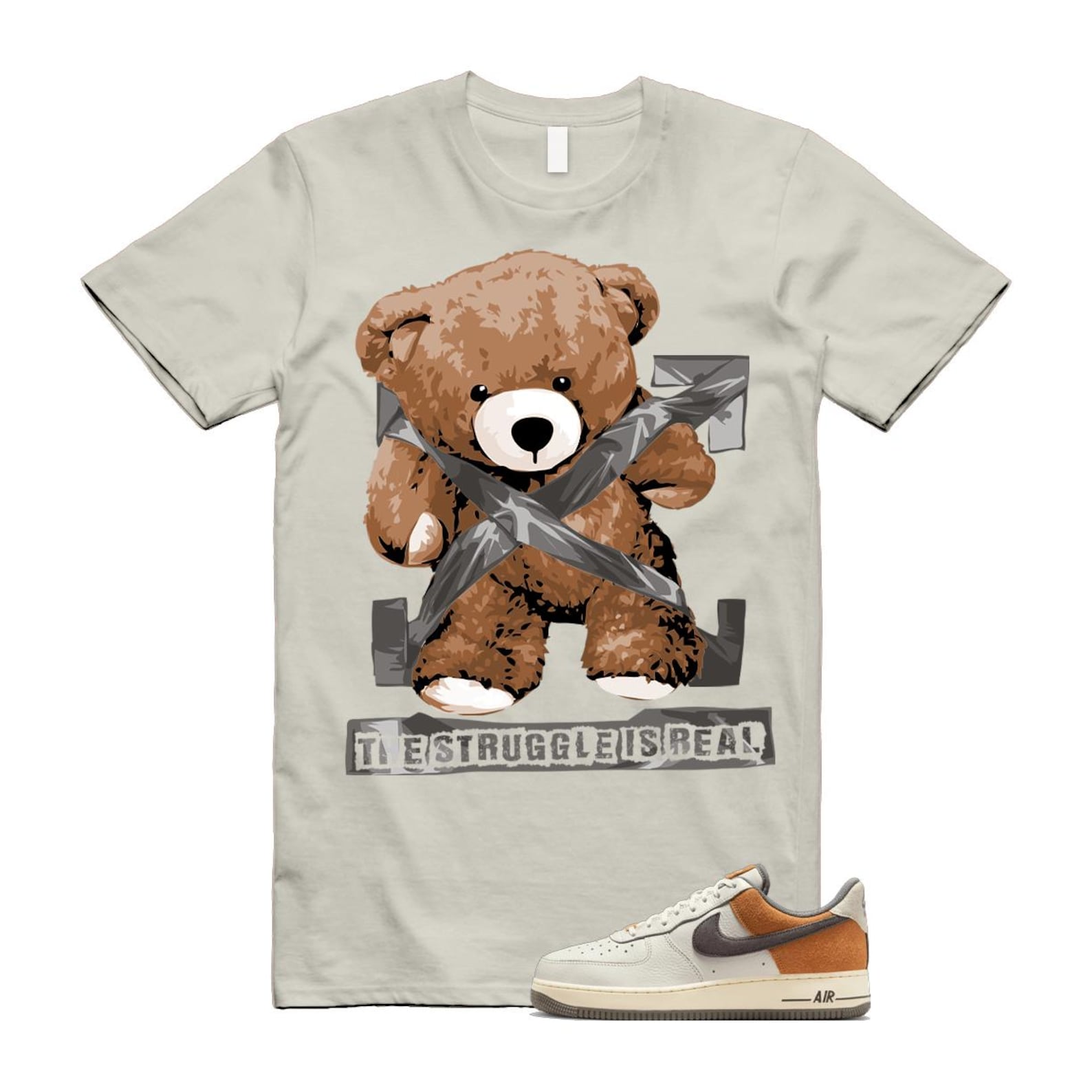 Air Force 1 Phantom Copper Moon Coconut Milk Flat Pewter T Shirt Match STRUG IB7718-030 T-Shirt, Sneaker Match Tee