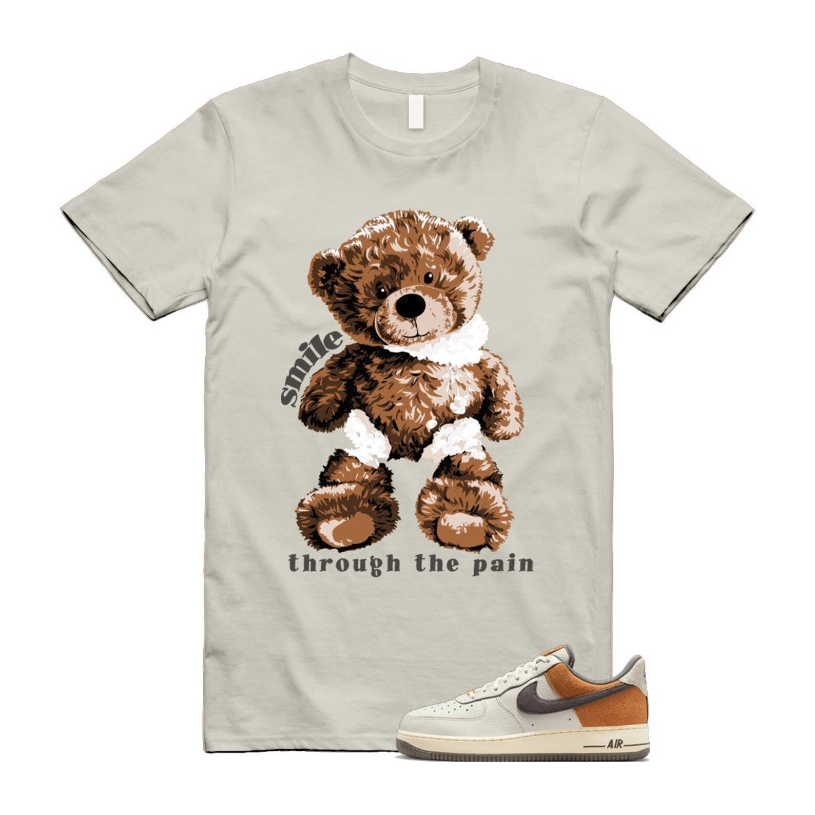 Air Force 1 Phantom Copper Moon Coconut Milk Flat Pewter T Shirt Match SMILE IB7718-030 T-Shirt, Sneaker Match Tee