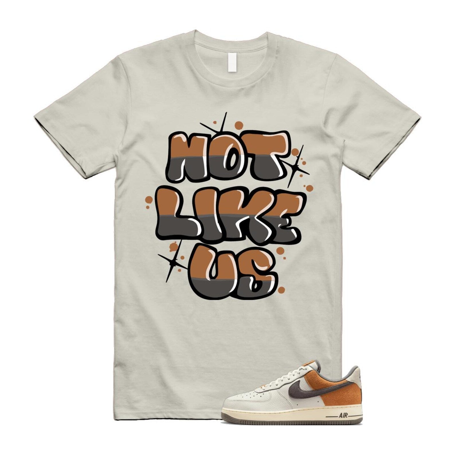 Air Force 1 Phantom Copper Moon Coconut Milk Flat Pewter T Shirt Match NLU IB7718-030 T-Shirt, Sneaker Match Tee