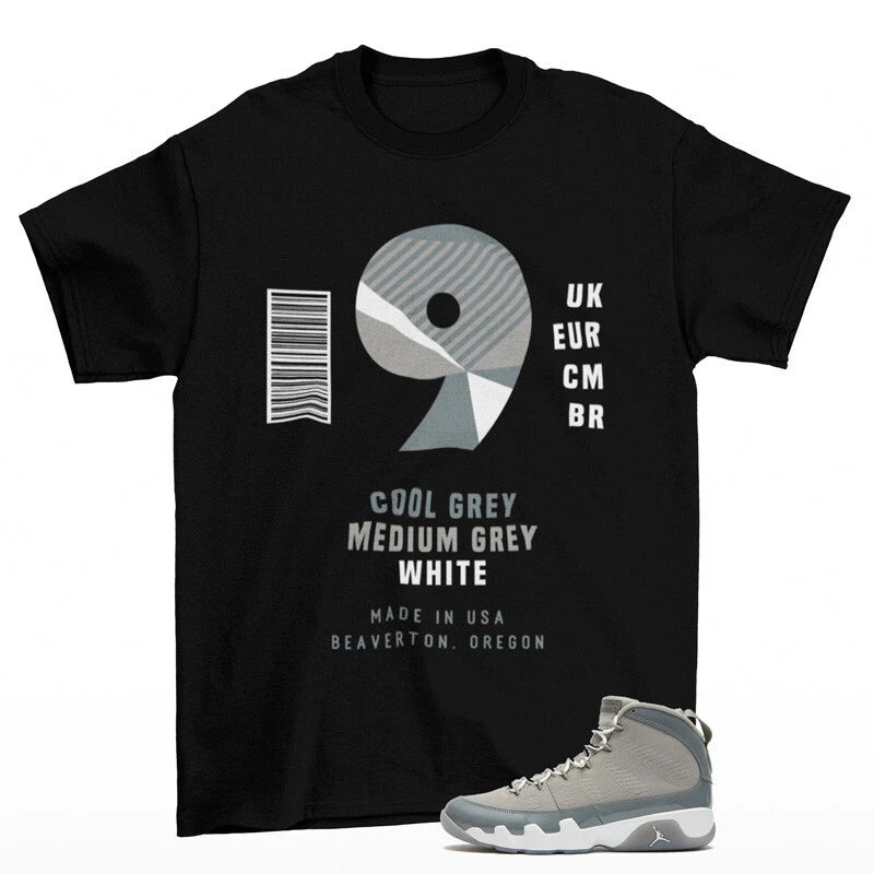 Sneaker Label Shirt Black to Match Jordan 9 Retro Cool Grey HV4794-011 T-Shirt, Sneaker Match Tee