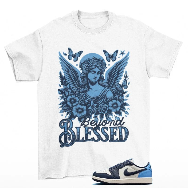 Blessed Sneaker Shirt White to Match Jordan 1 Low OG Obsidian CZ0790-400 T-Shirt, Sneaker Match Tee