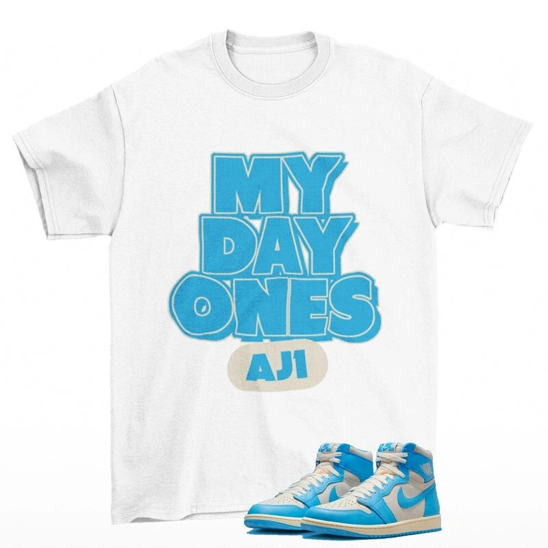Day One Sneaker Shirt White to Match Jordan 1 Retro UNC Reimagined DZ5485-402 T-Shirt, Sneaker Match Tee