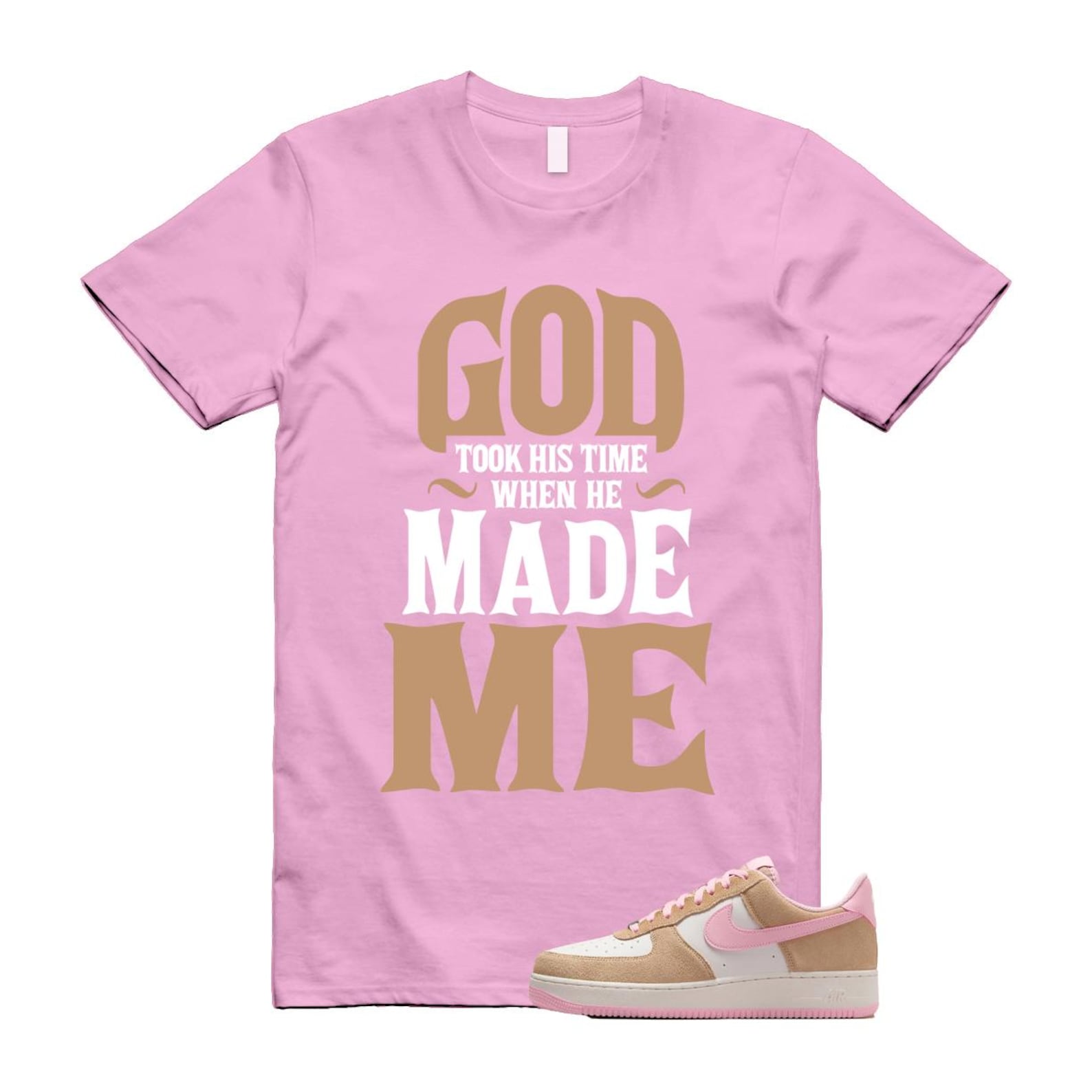 Air Force 1 Rattan Pink Hemp Phantom Medium Soft Low '07 LV8 T Shirt Match GTHT FQ8714-202 T-Shirt, Sneaker Match Tee