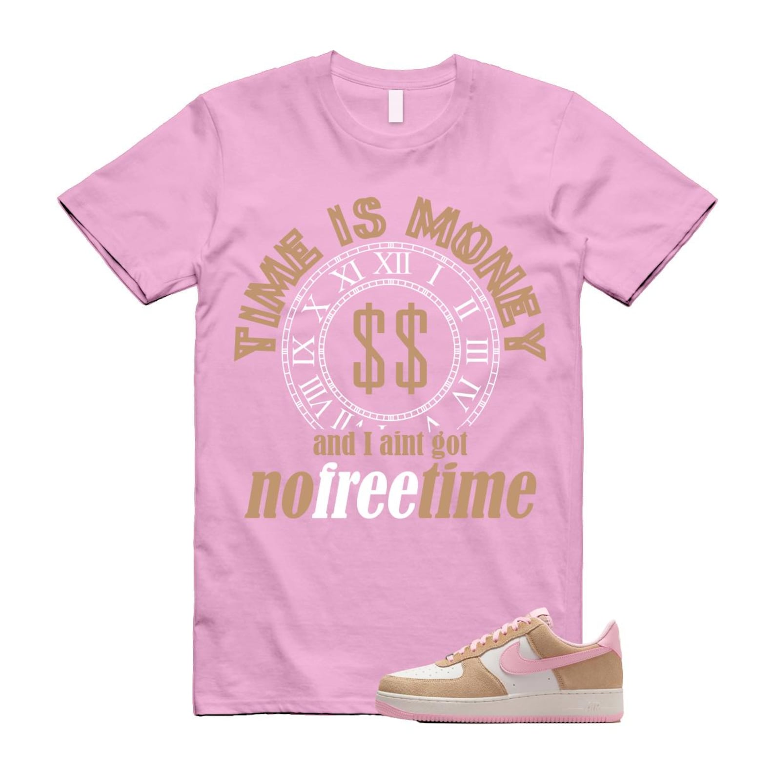 Air Force 1 Rattan Pink Hemp Phantom Medium Soft Low '07 LV8 T Shirt Match FREETIME FQ8714-202 T-Shirt, Sneaker Match Tee