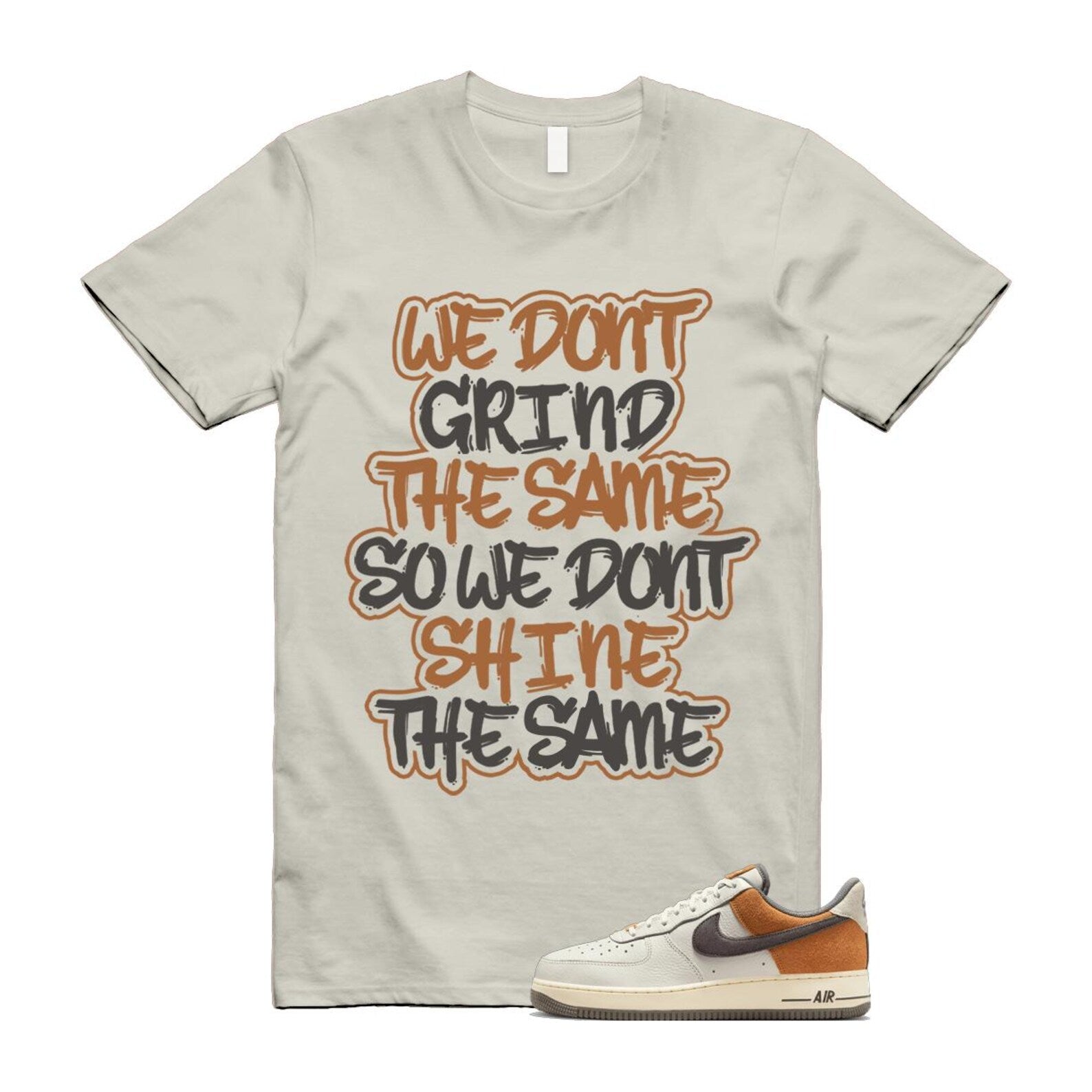 Air Force 1 Phantom Copper Moon Coconut Milk Flat Pewter T Shirt Match GRIND IB7718-030 T-Shirt, Sneaker Match Tee