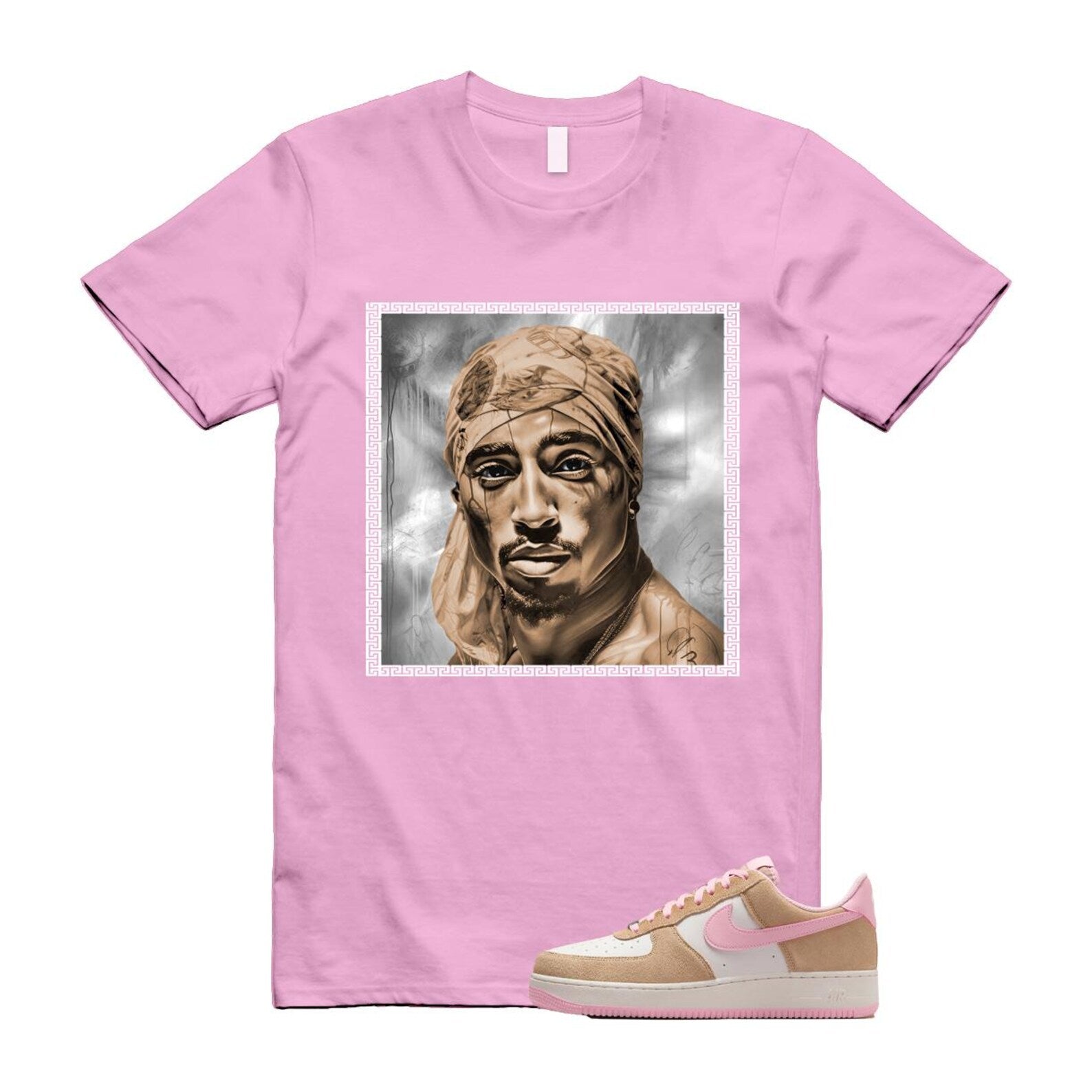 Air Force 1 Rattan Pink Hemp Phantom Medium Soft Low '07 LV8 T Shirt Match PAC FQ8714-202 T-Shirt, Sneaker Match Tee