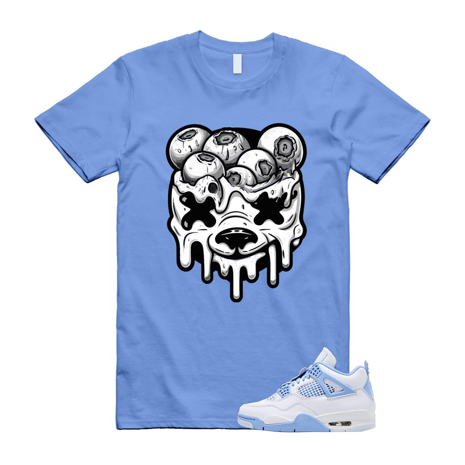4 Forget Me Not White Aluminum Blue Tint Carolina T Shirt Match DBEAR HV0823-100 T-Shirt, Sneaker Match Tee