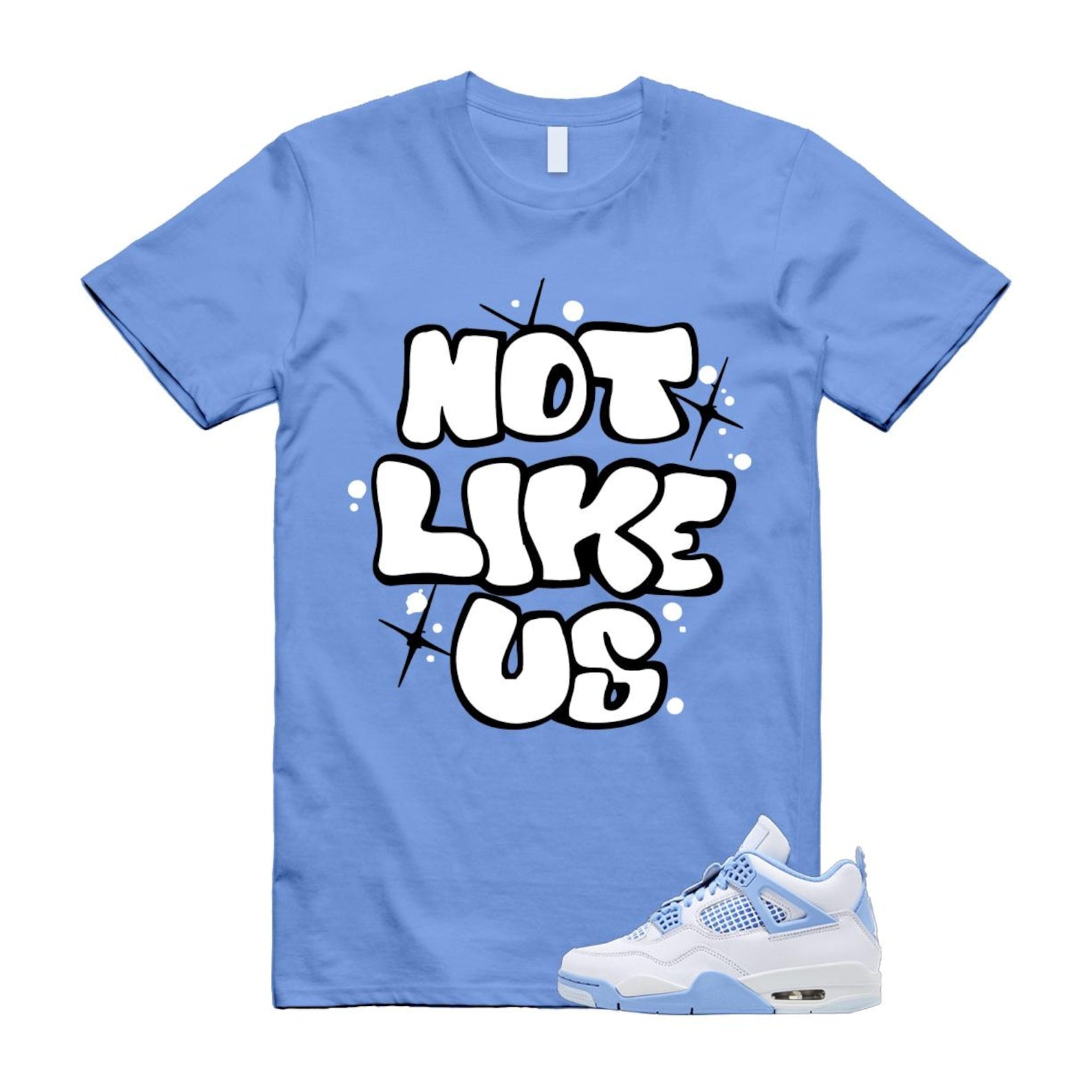 4 Forget Me Not White Aluminum Blue Tint Carolina T Shirt Match NLU HV0823-100 T-Shirt, Sneaker Match Tee