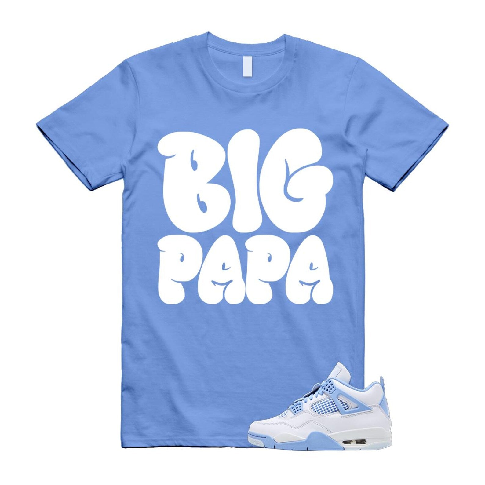 4 Forget Me Not White Aluminum Blue Tint Carolina T Shirt Match PAPA HV0823-100 T-Shirt, Sneaker Match Tee