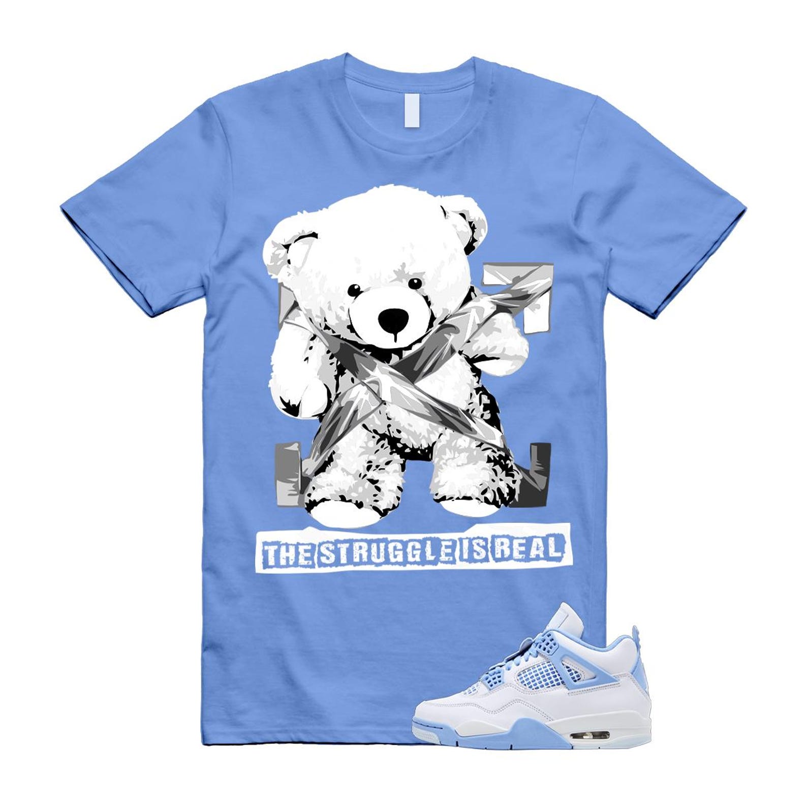 4 Forget Me Not White Aluminum Blue Tint Carolina T Shirt Match STRUG HV0823-100 T-Shirt, Sneaker Match Tee