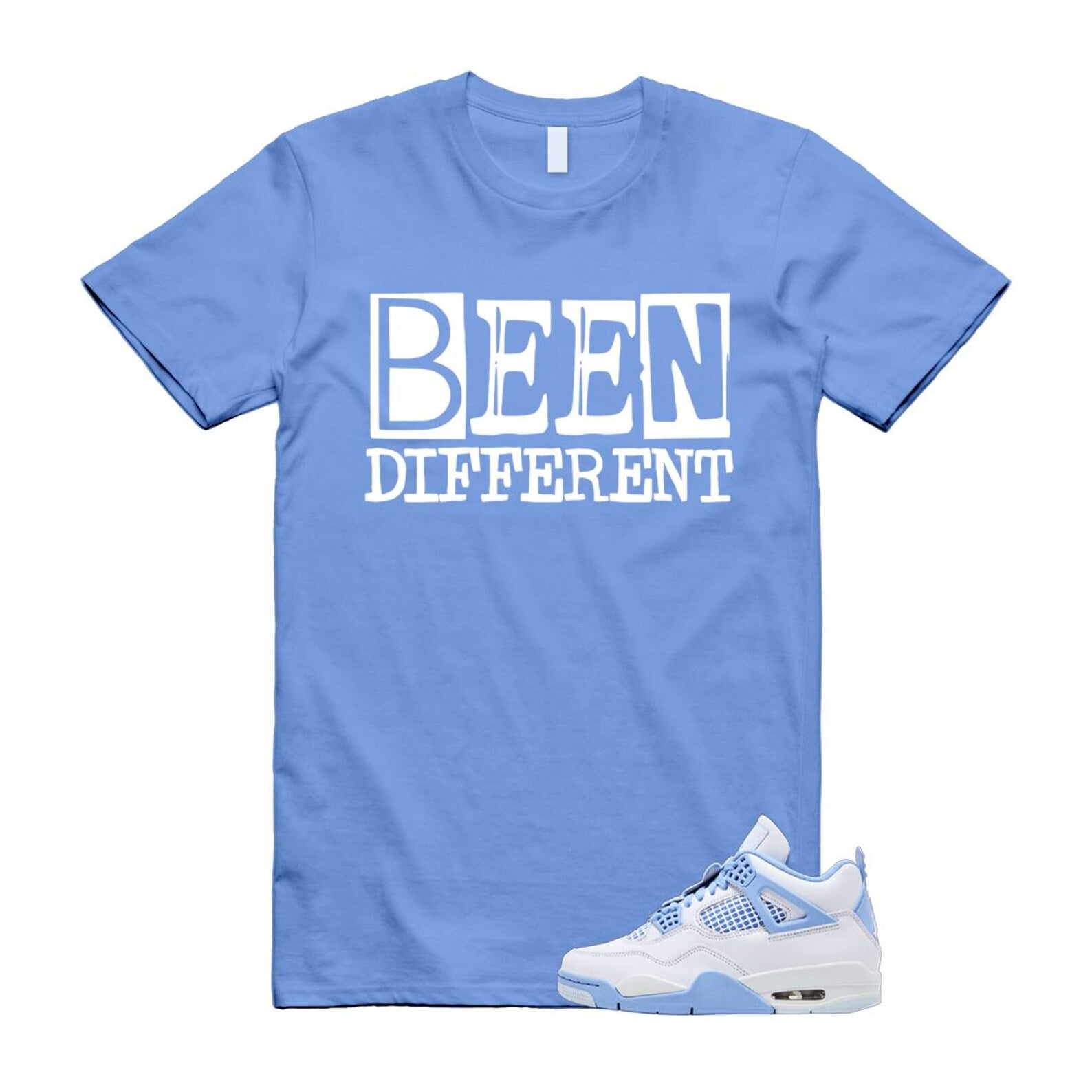 4 Forget Me Not White Aluminum Blue Tint Carolina T Shirt Match BEEN HV0823-100 T-Shirt, Sneaker Match Tee