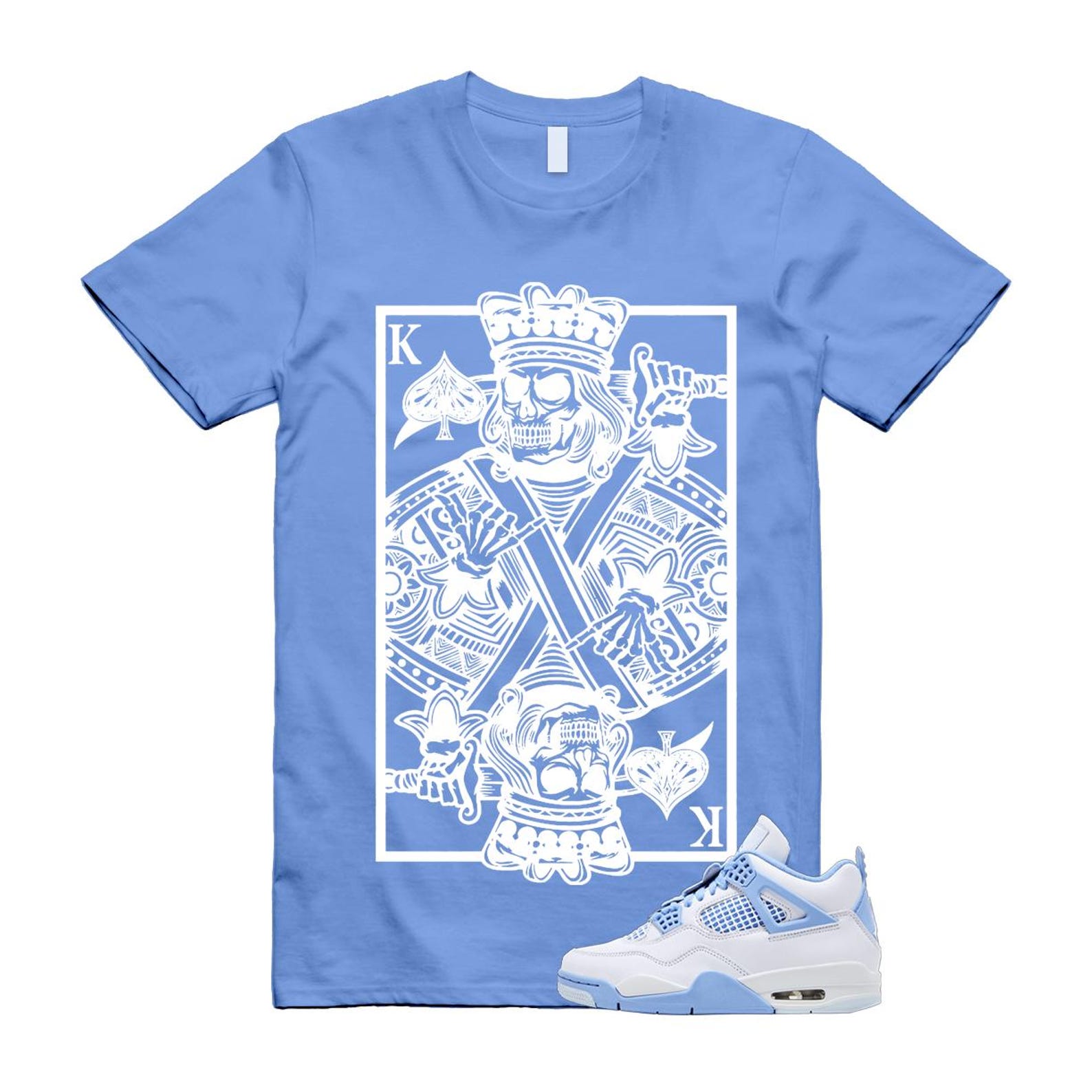4 Forget Me Not White Aluminum Blue Tint Carolina T Shirt Match KC HV0823-100 T-Shirt, Sneaker Match Tee