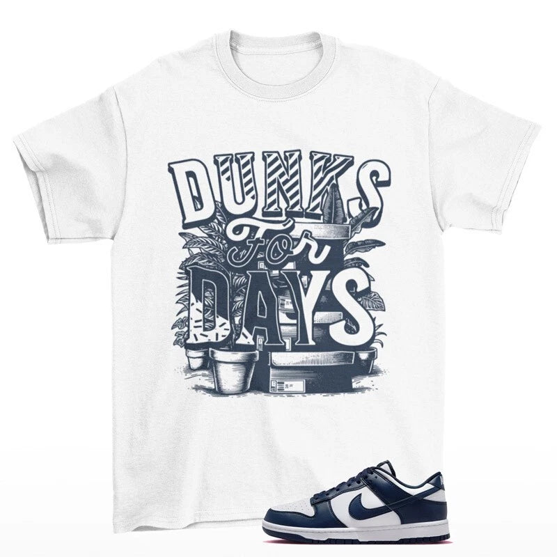 Stacked Shirt White to Match Dunk Low Midnight Navy / HF5441-107 T-Shirt, Sneaker Match Tee