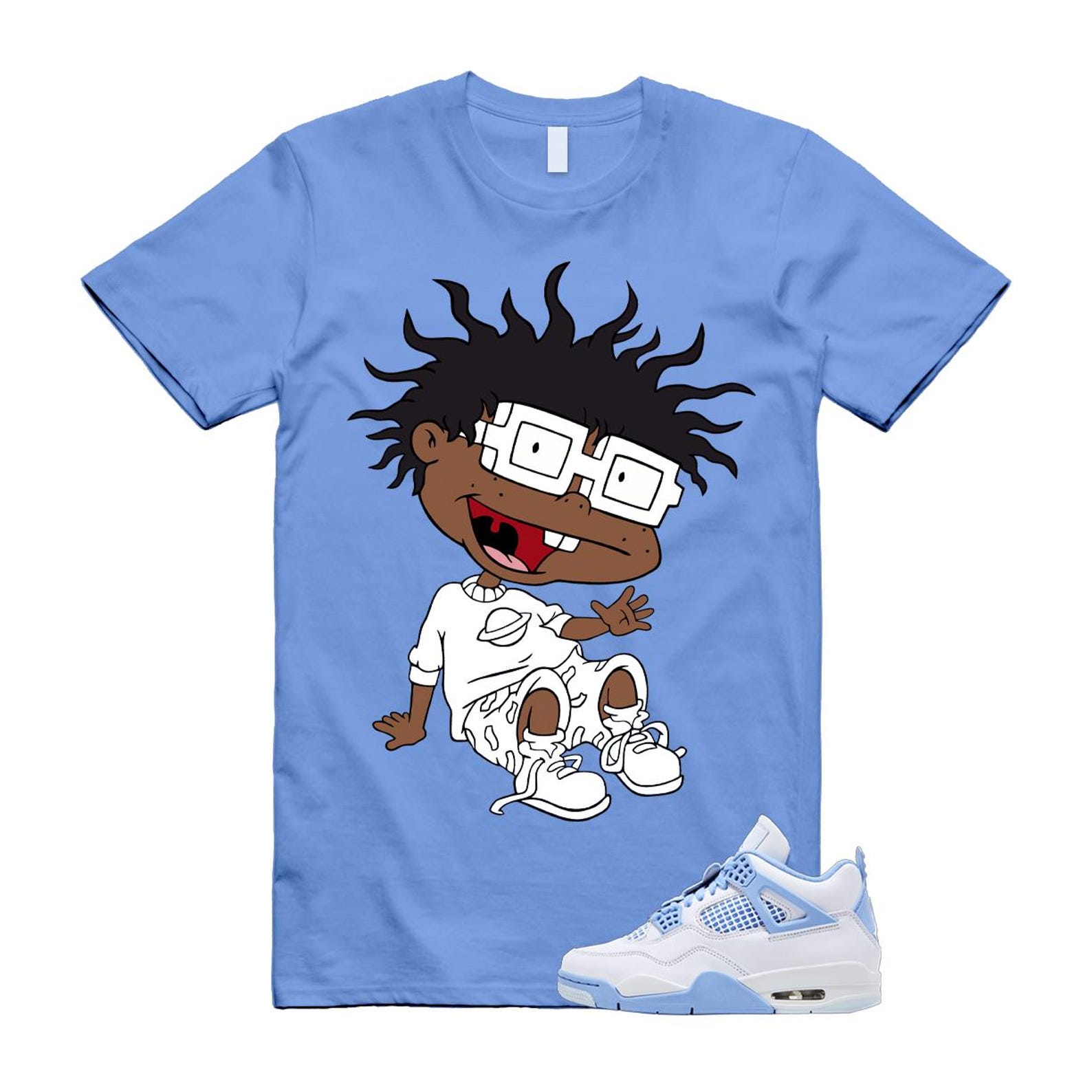 4 Forget Me Not White Aluminum Blue Tint Carolina T Shirt Match FINSTER HV0823-100 T-Shirt, Sneaker Match Tee